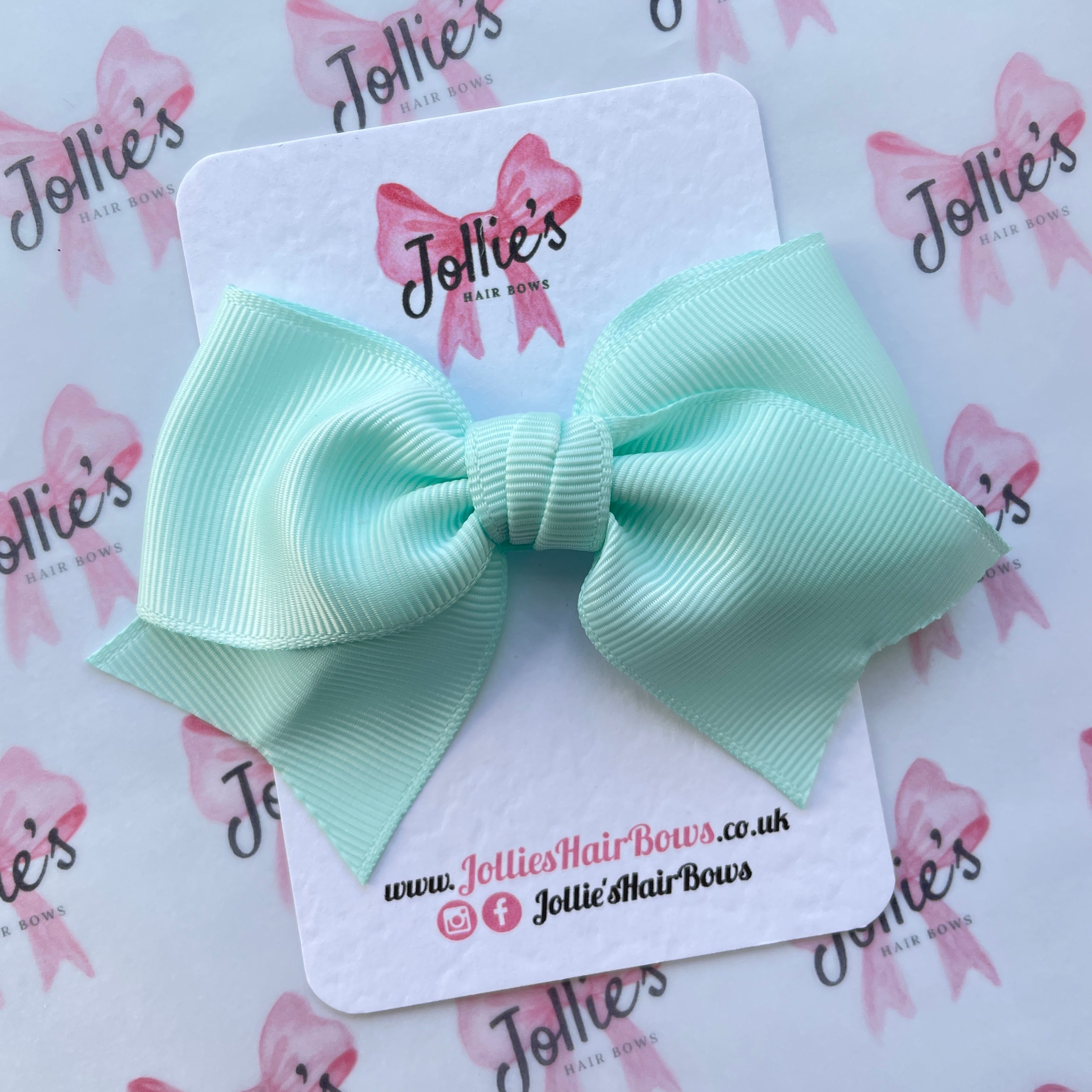 4" Crystalline Classic Hair Bow – Grosgrain Ribbon with Lined Alligator Clip