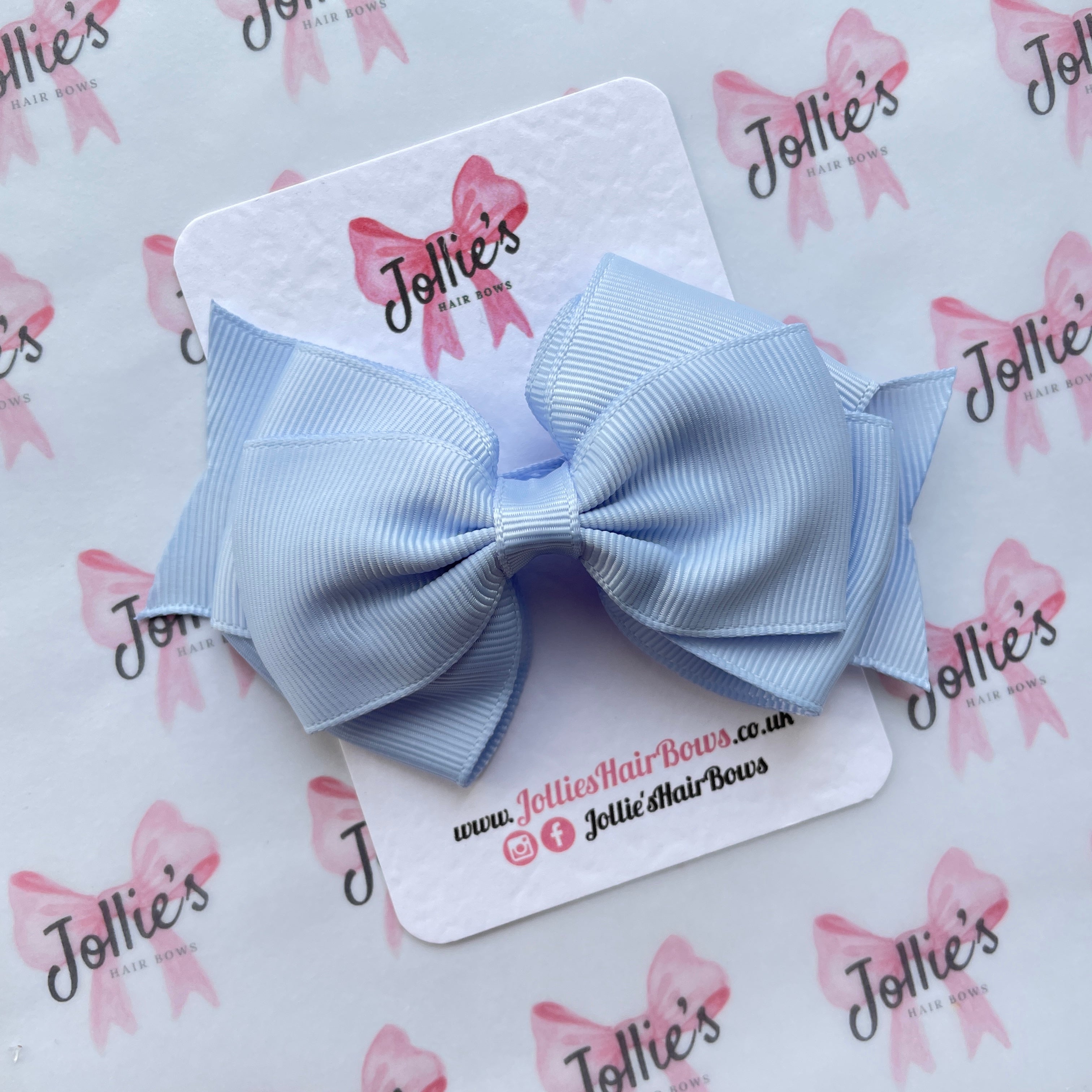 4" Bluebell Triple Layer Hair Bow – Grosgrain Ribbon with Lined Alligator Clip