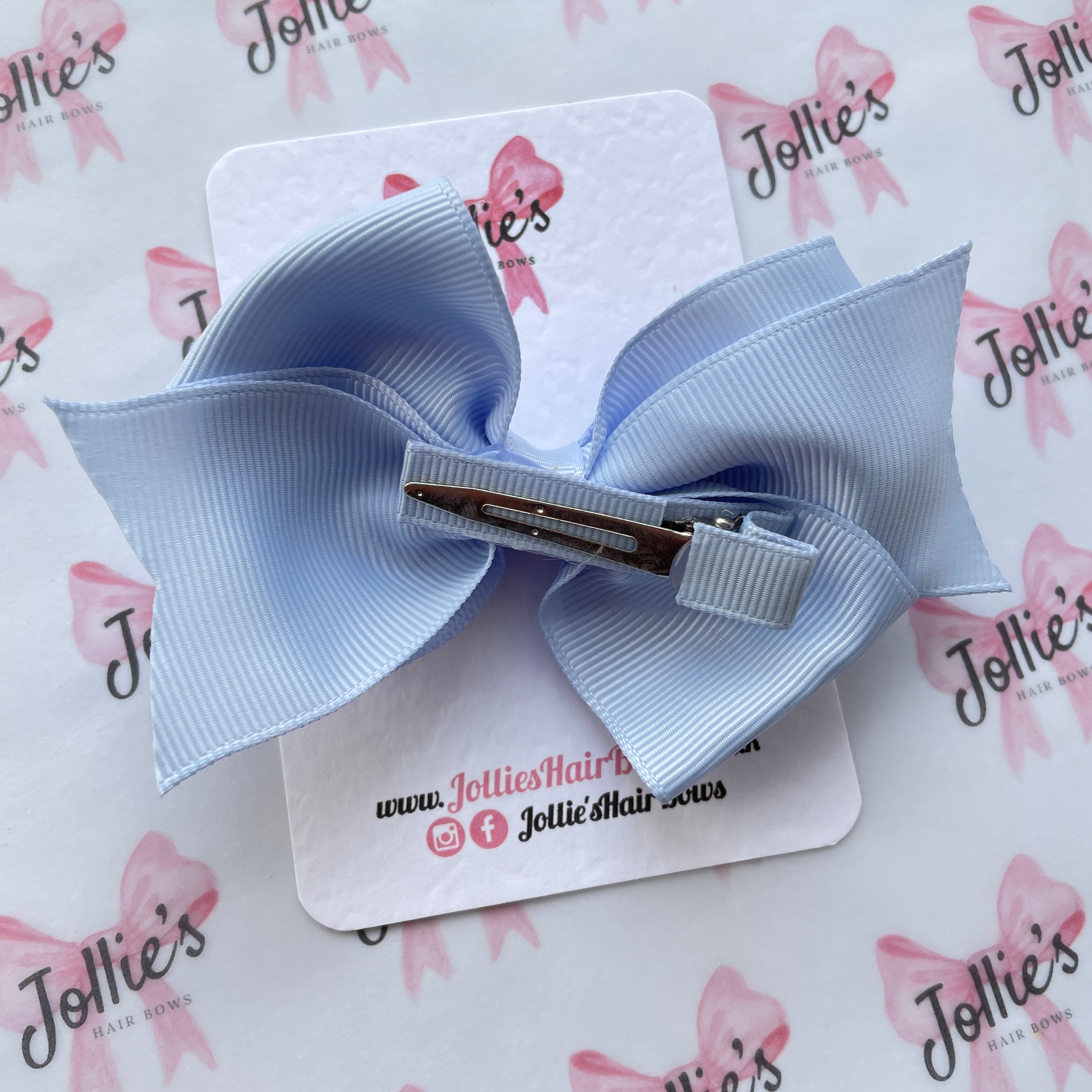 4" Bluebell Triple Layer Hair Bow – Grosgrain Ribbon with Lined Alligator Clip