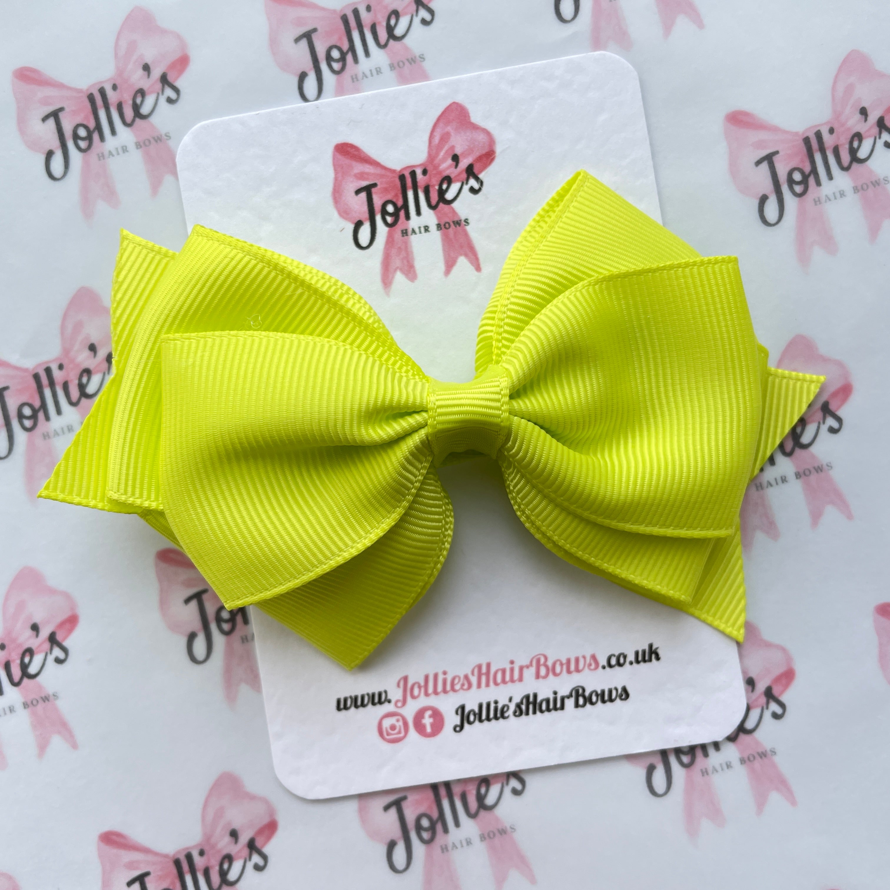 4" Pineapple Triple Layer Hair Bow – Grosgrain Ribbon with Lined Alligator Clip