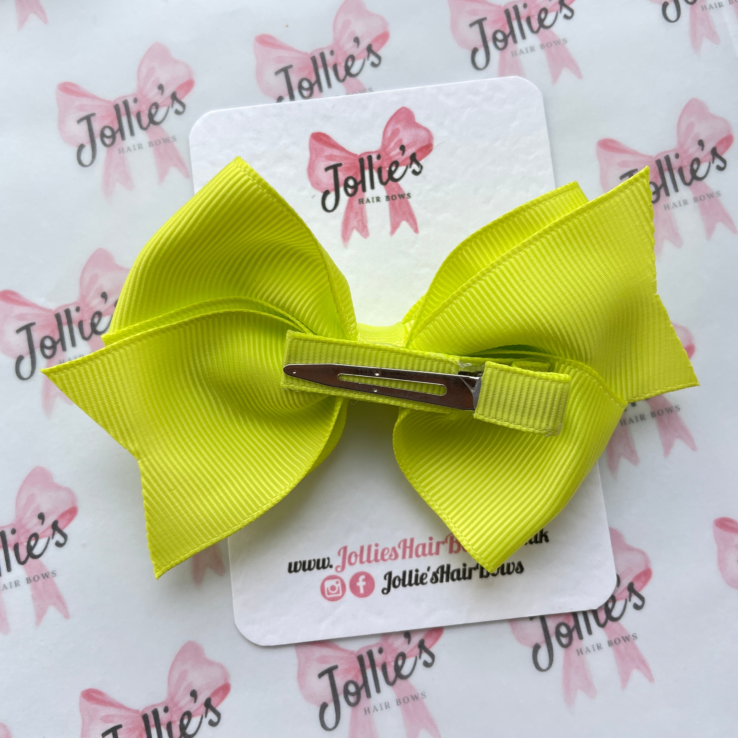 4" Pineapple Triple Layer Hair Bow – Grosgrain Ribbon with Lined Alligator Clip