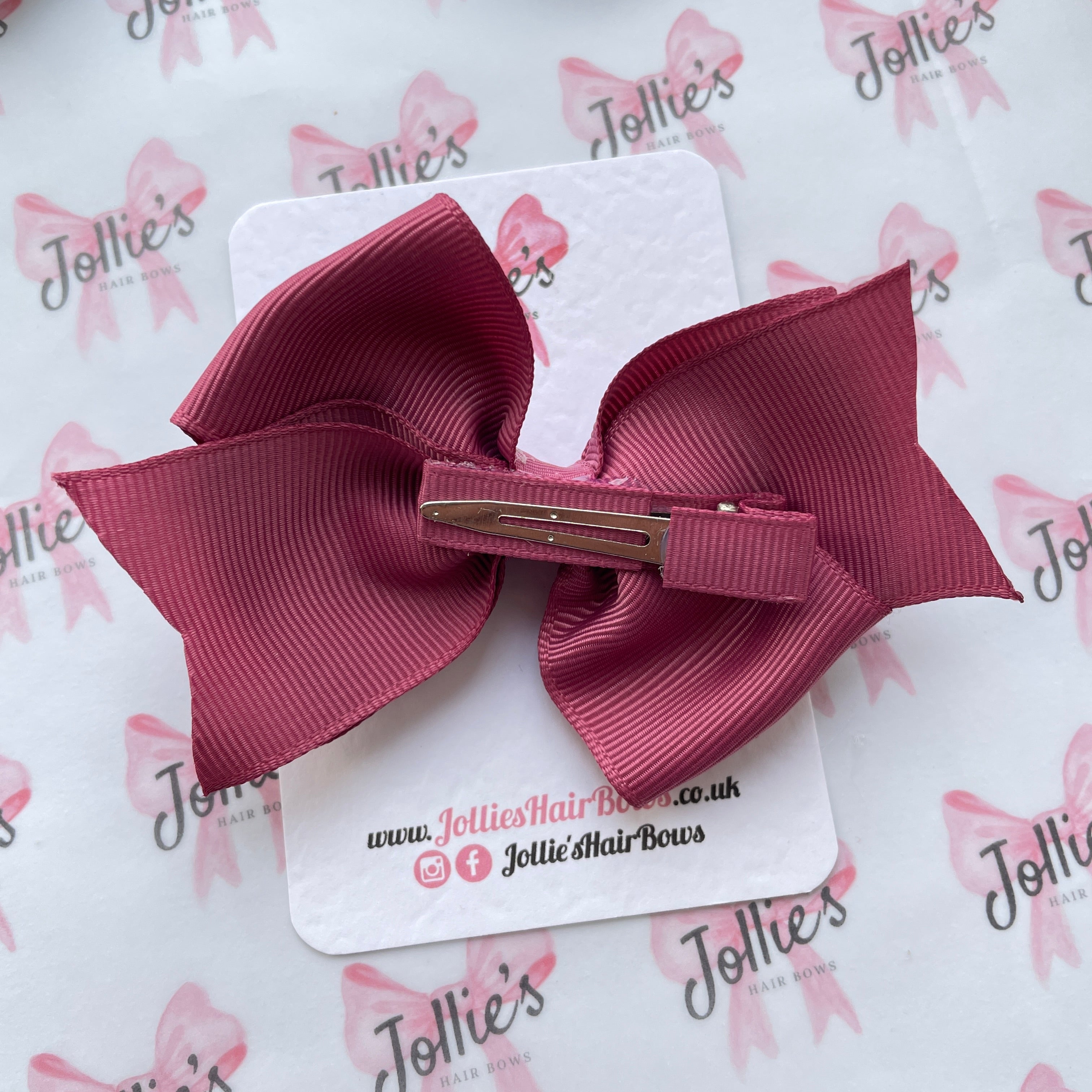 4" Victorian Rose Triple Layer Hair Bow – Grosgrain Ribbon with Lined Alligator Clip