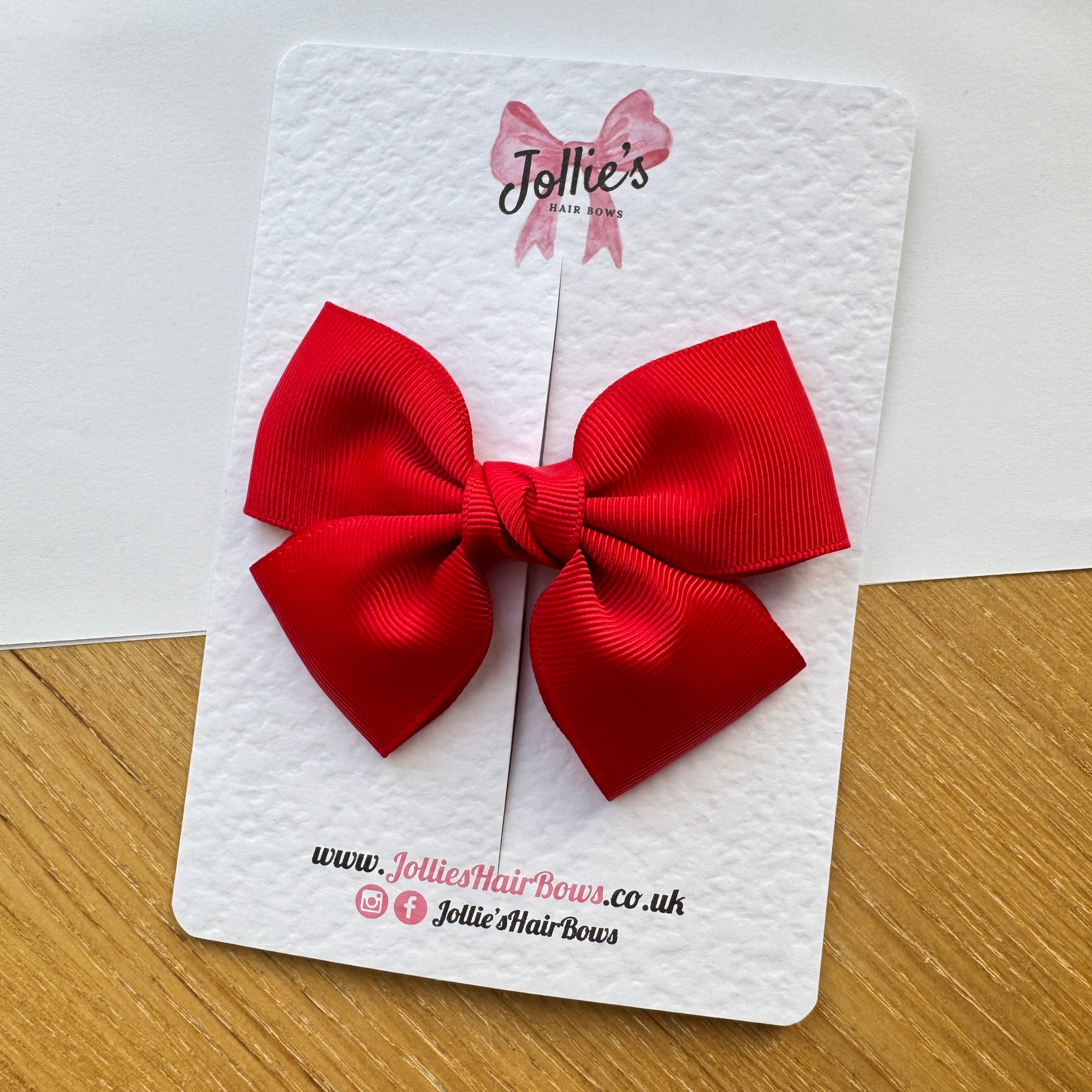 4" Red Classic Hair Bow – Grosgrain Ribbon with 2.4" Double Sponge Alligator Clip