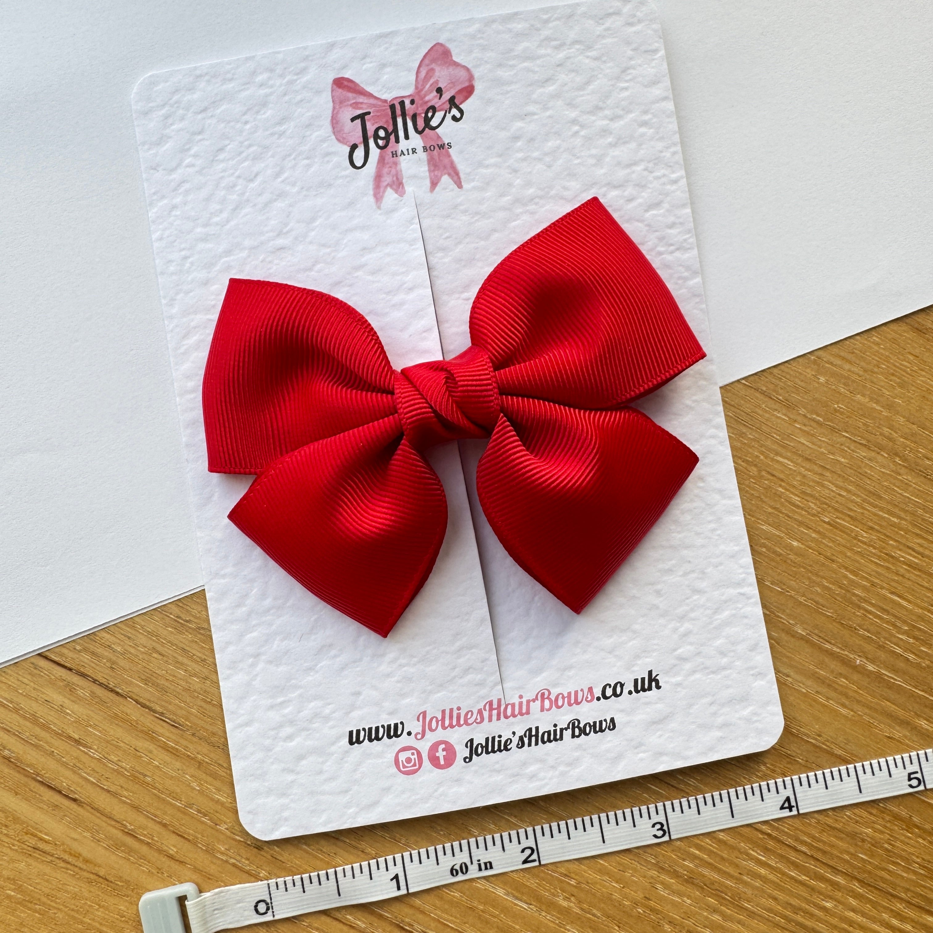 4" Red Classic Hair Bow – Grosgrain Ribbon with 2.4" Double Sponge Alligator Clip