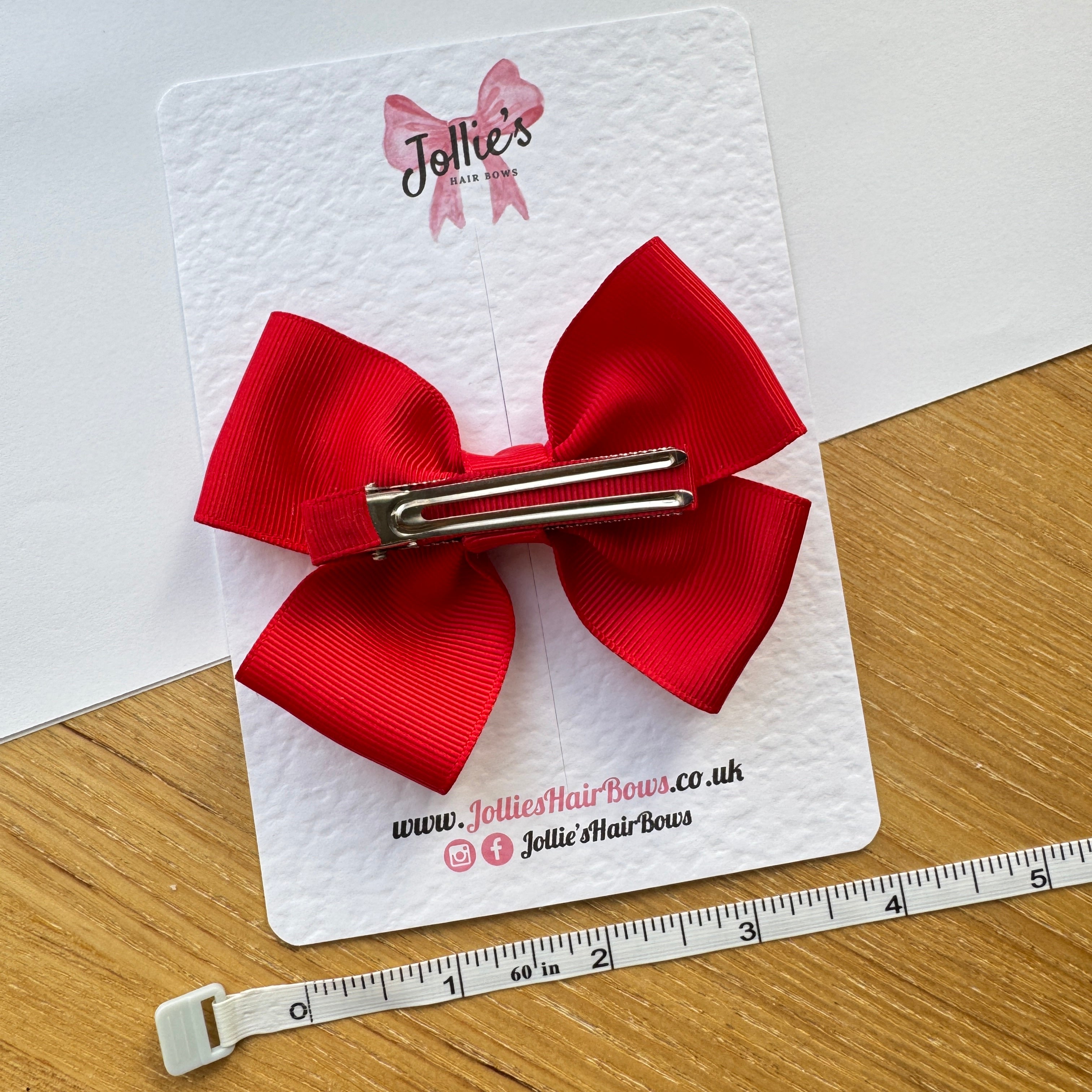 4" Red Classic Hair Bow – Grosgrain Ribbon with 2.4" Double Sponge Alligator Clip