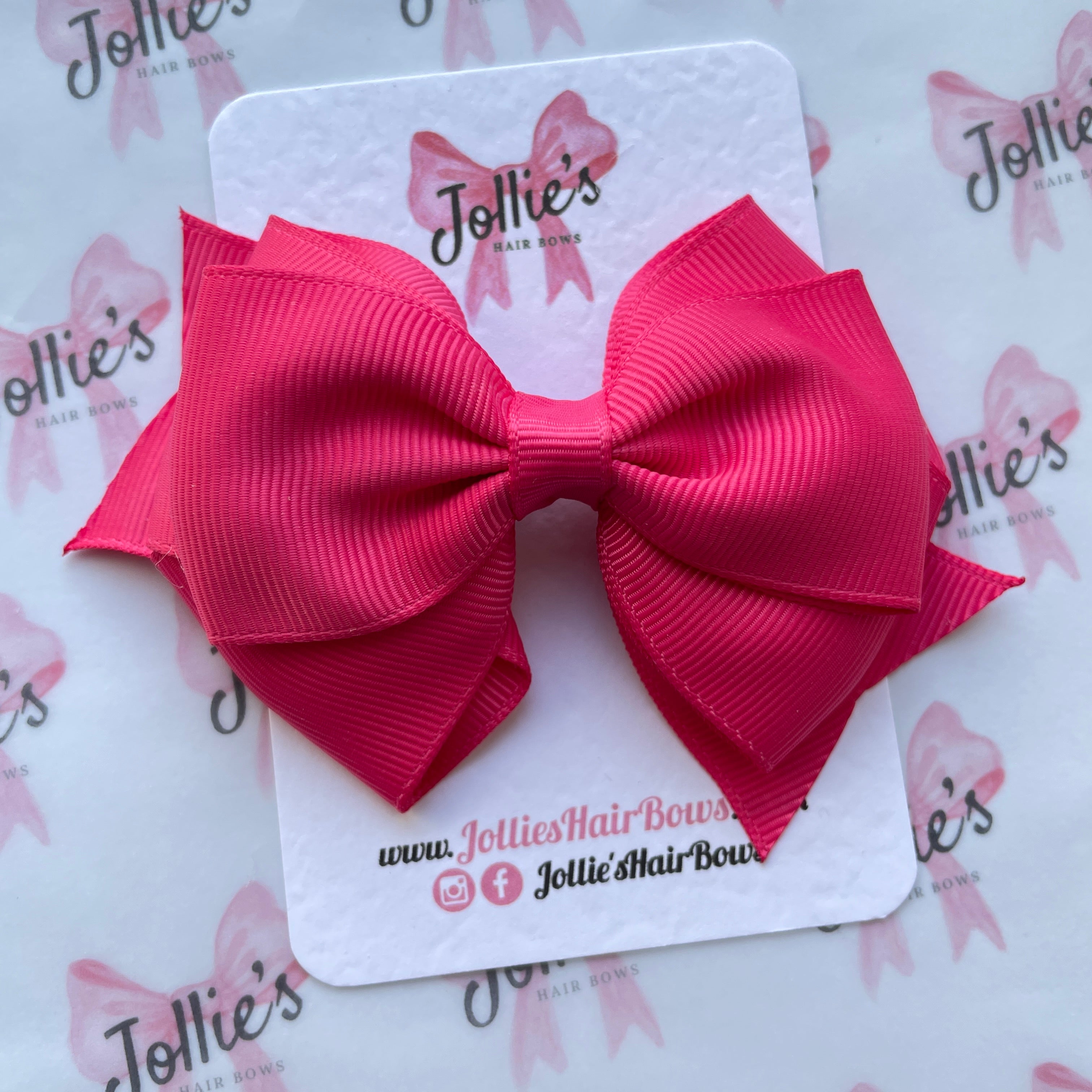 4" Camellia Rose Triple Layer Hair Bow – Grosgrain Ribbon with Lined Alligator Clip