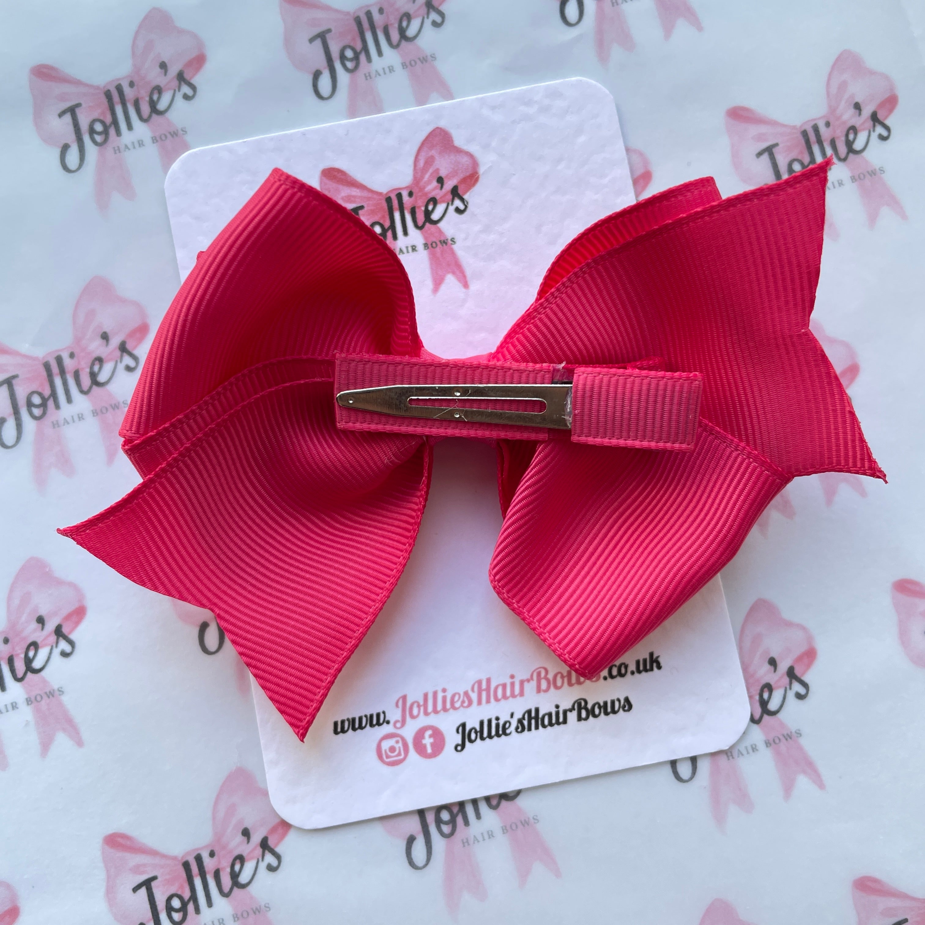 4" Camellia Rose Triple Layer Hair Bow – Grosgrain Ribbon with Lined Alligator Clip