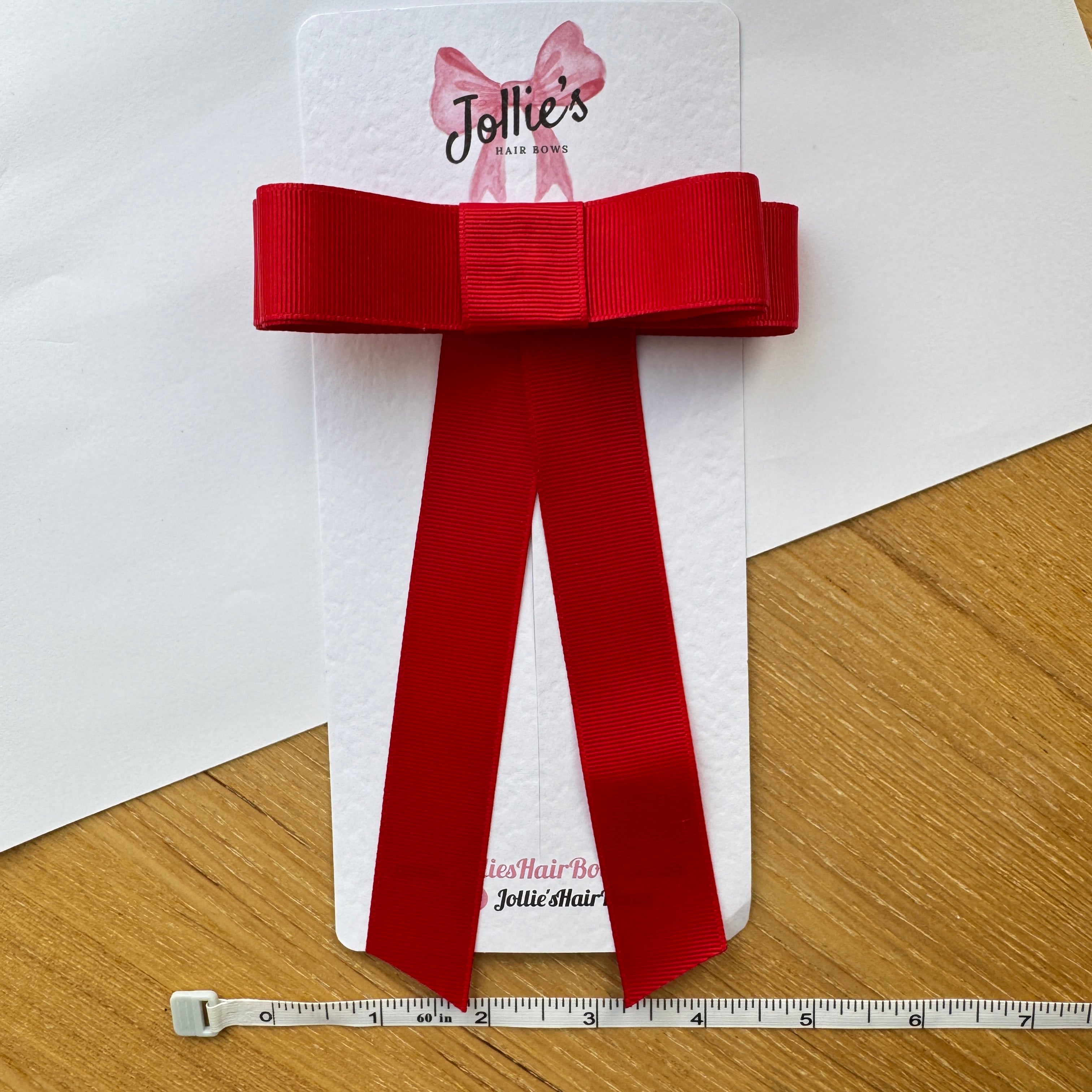 5" Red Tail Bow – Grosgrain Ribbon with 2.4" Double Sponge Alligator Clip