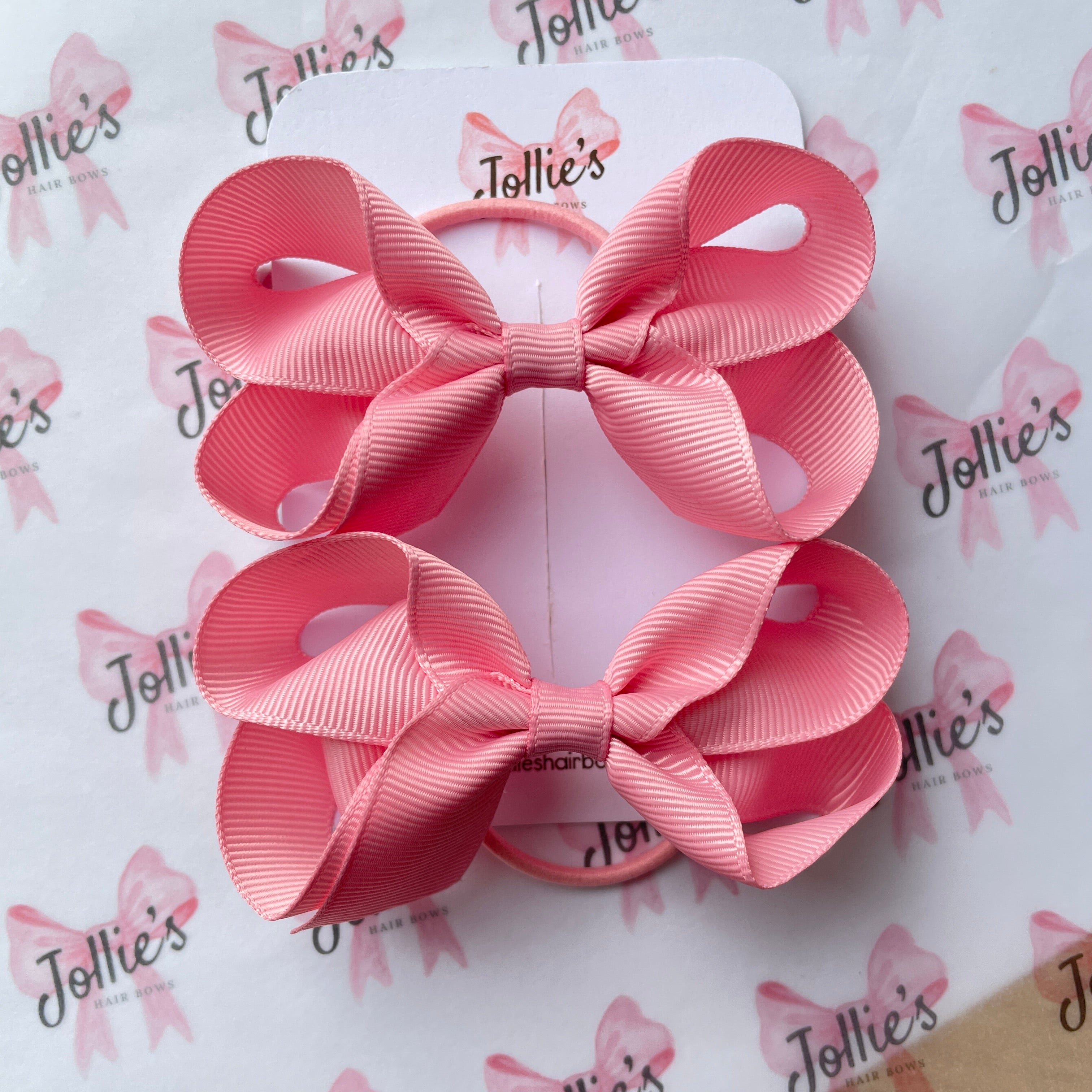 3" Peony Twisted Hair Bow Pair – Grosgrain Ribbon with Thin Elastic