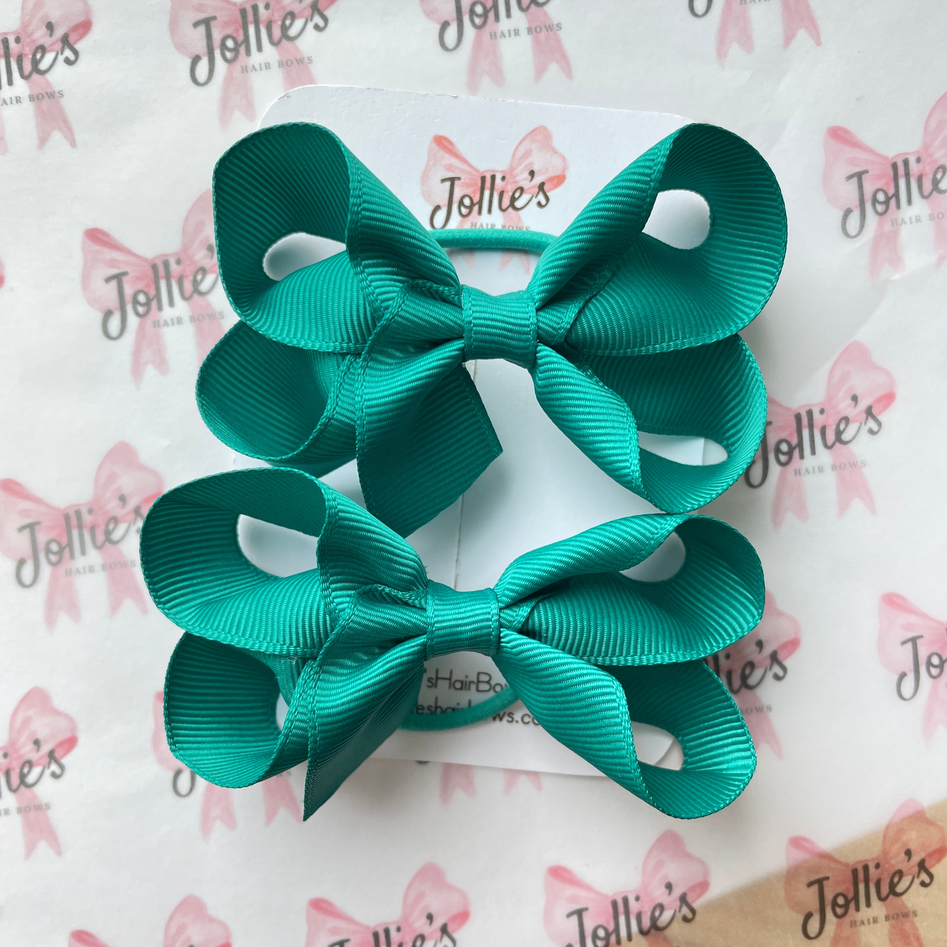3" Mallard Twisted Hair Bow Pair – Grosgrain Ribbon with Thin Elastic