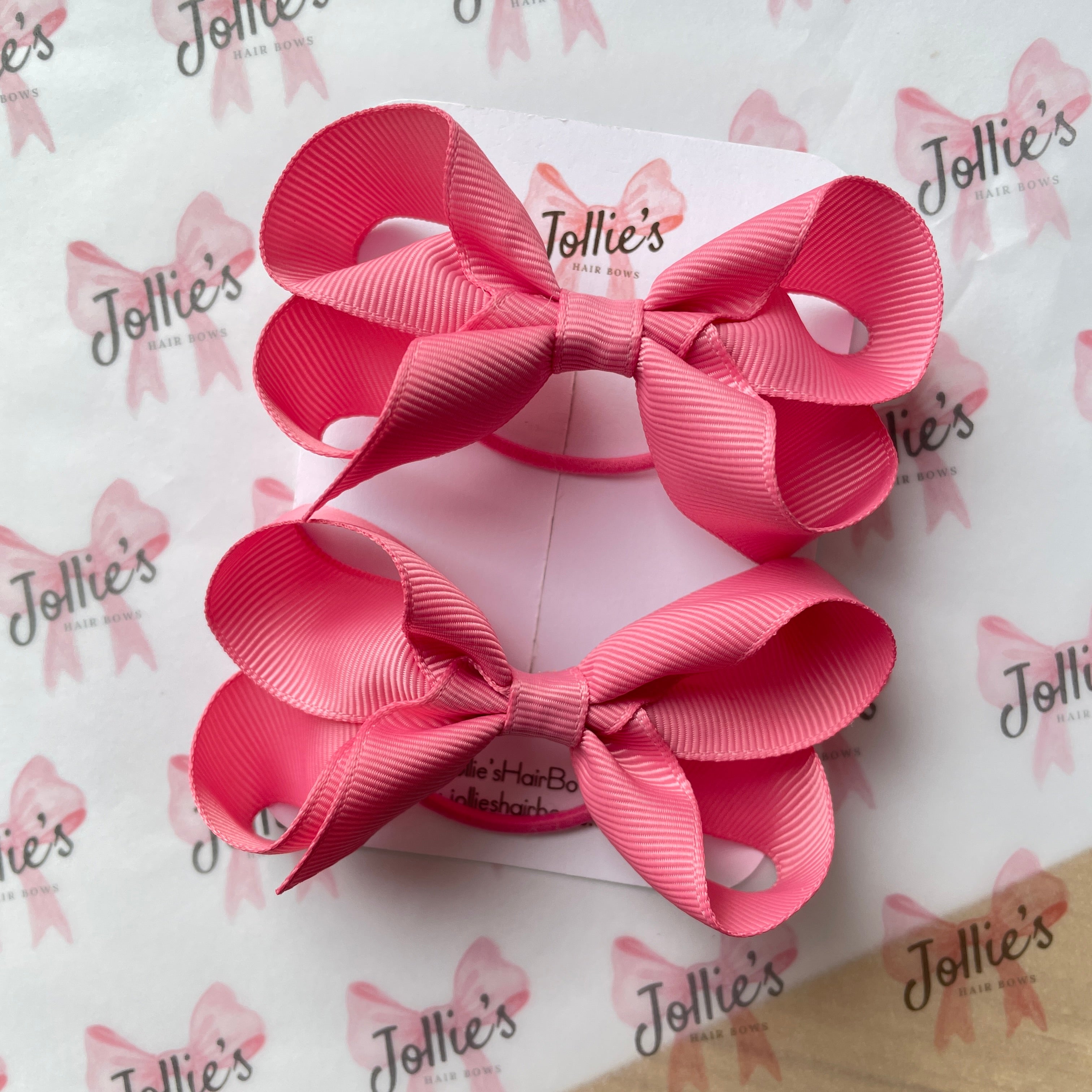 3" Fantasy Rose Twisted Hair Bow Pair – Grosgrain Ribbon with Thin Elastic