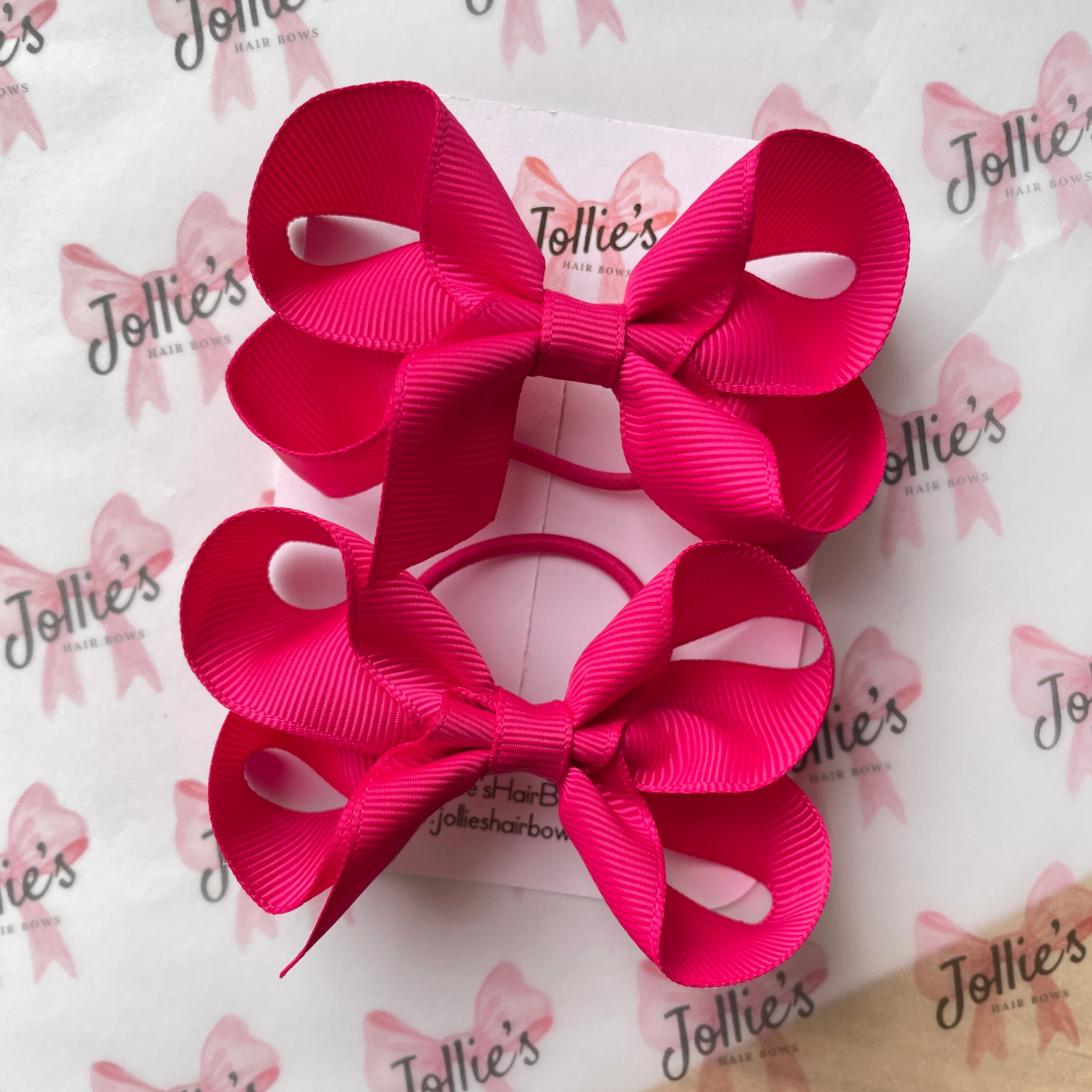 3" Azalea Twisted Hair Bow Pair – Grosgrain Ribbon with Thin Elastic