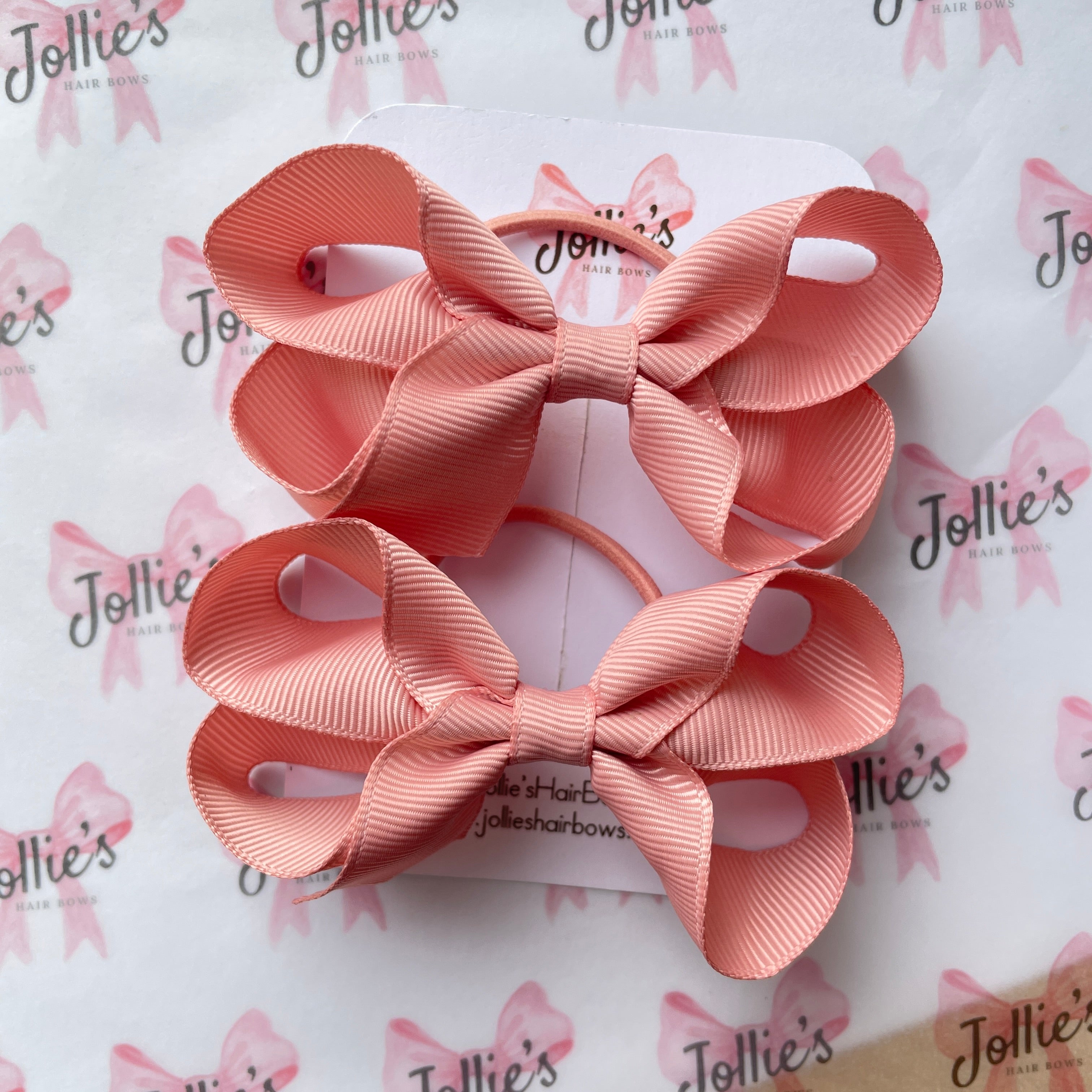 3" Sweet Nectar Twisted Hair Bow Pair – Grosgrain Ribbon with Thin Elastic