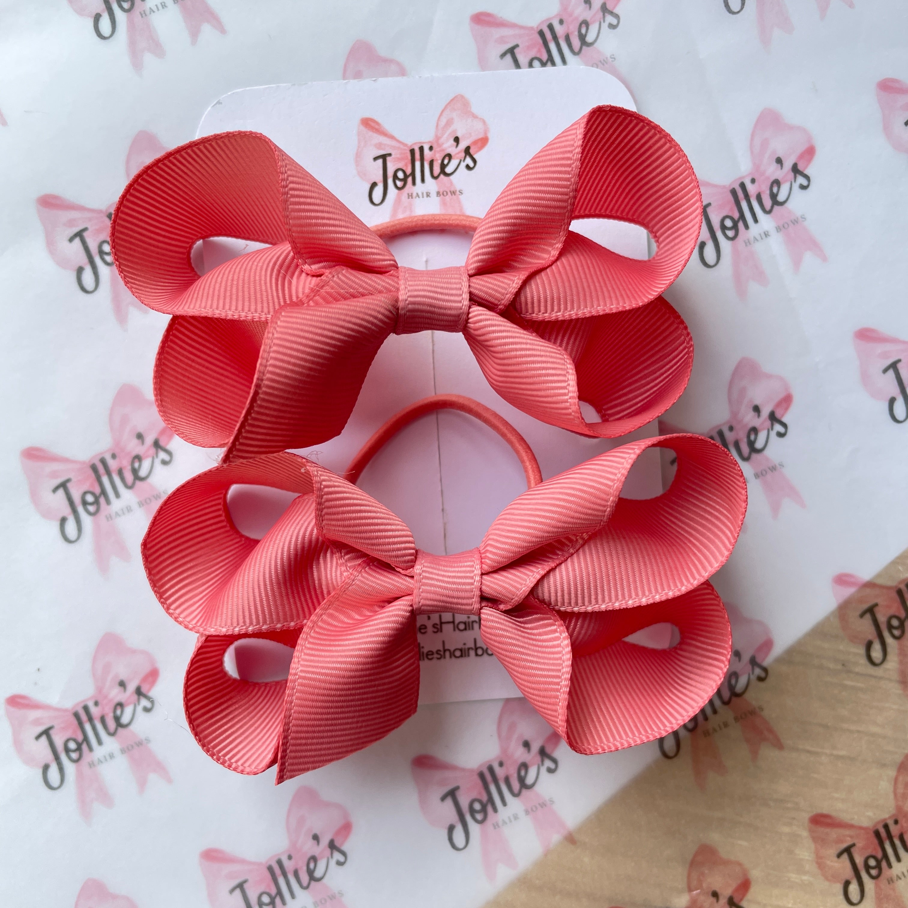 3" Dusty Rose Twisted Hair Bow Pair – Grosgrain Ribbon with Thin Elastic for Girls