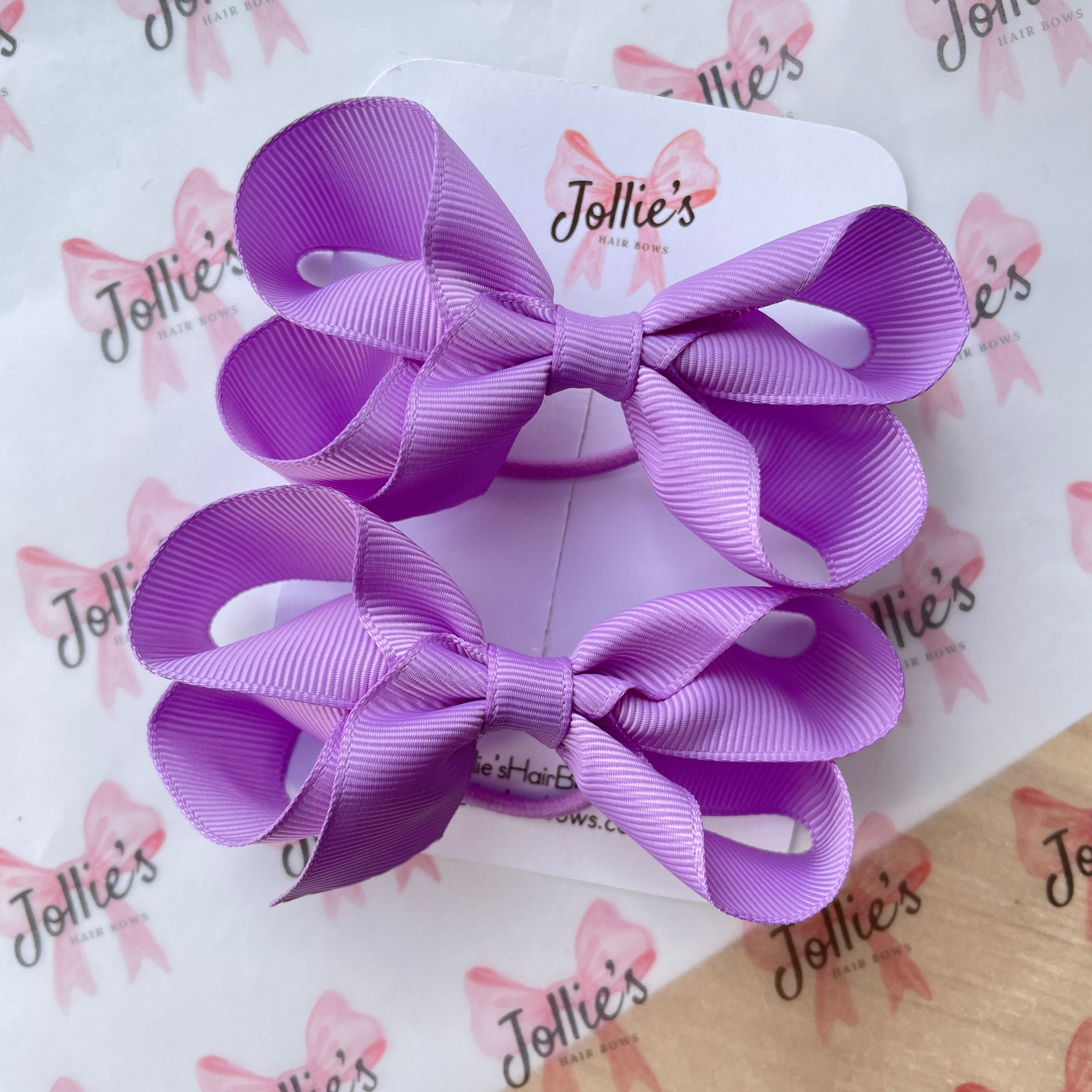 3" Hyacinth Twisted Hair Bow Pair – Grosgrain Ribbon with Thin Elastic for Girls