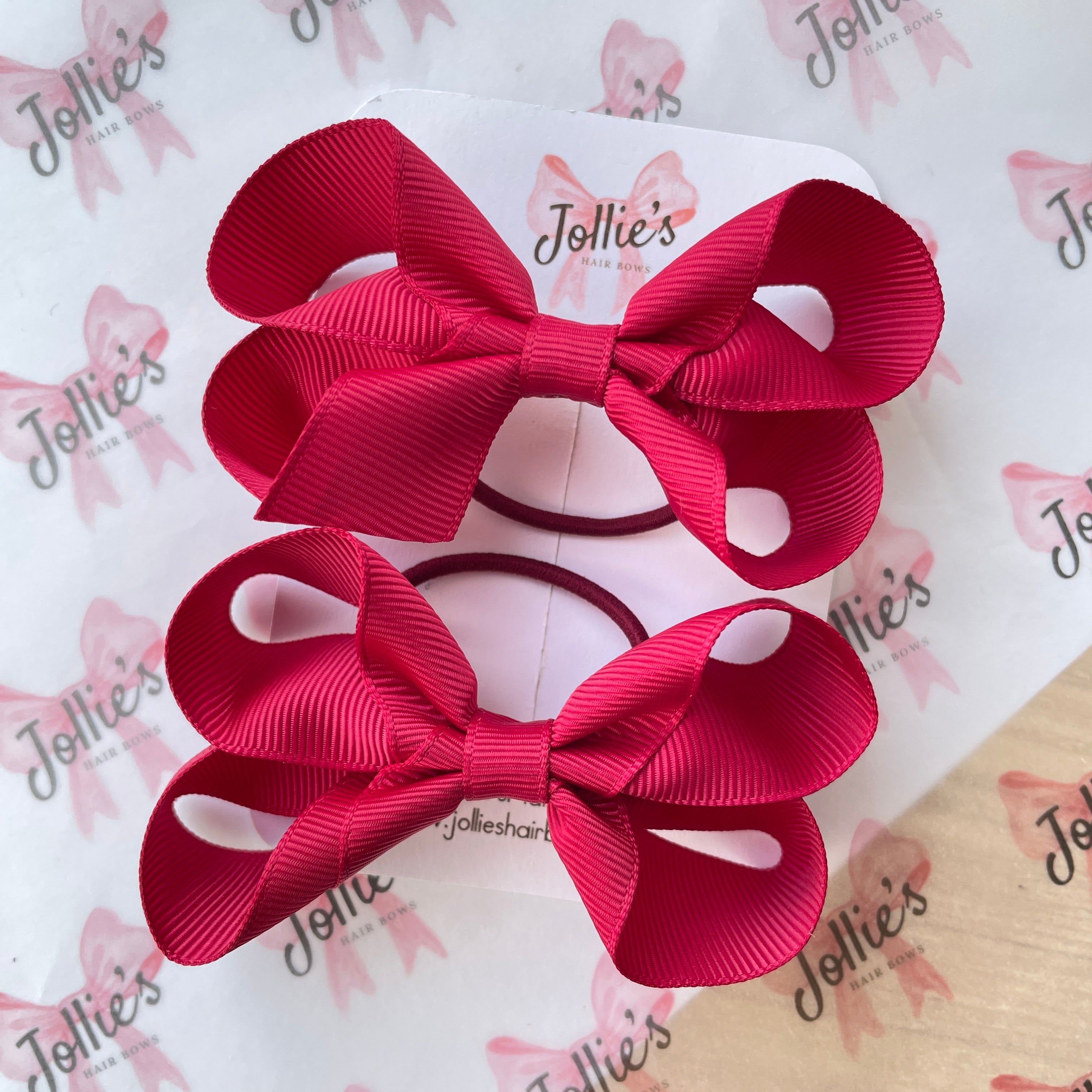 3" Beauty Twisted Hair Bow Pair – Grosgrain Ribbon with Thin Elastic for Girls