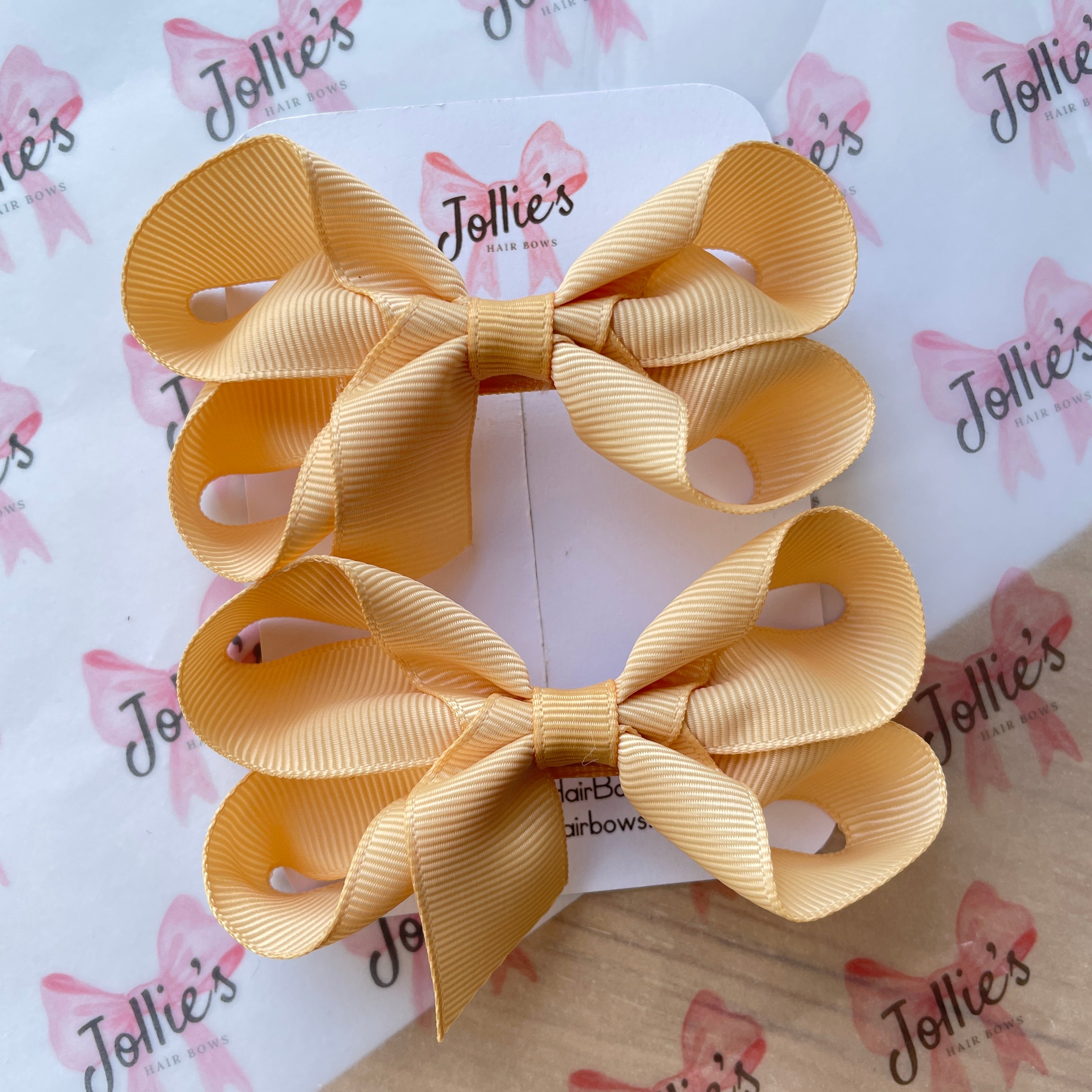 3" Raw Silk Twisted Hair Bow Pair – Grosgrain Ribbon Clips for Girls