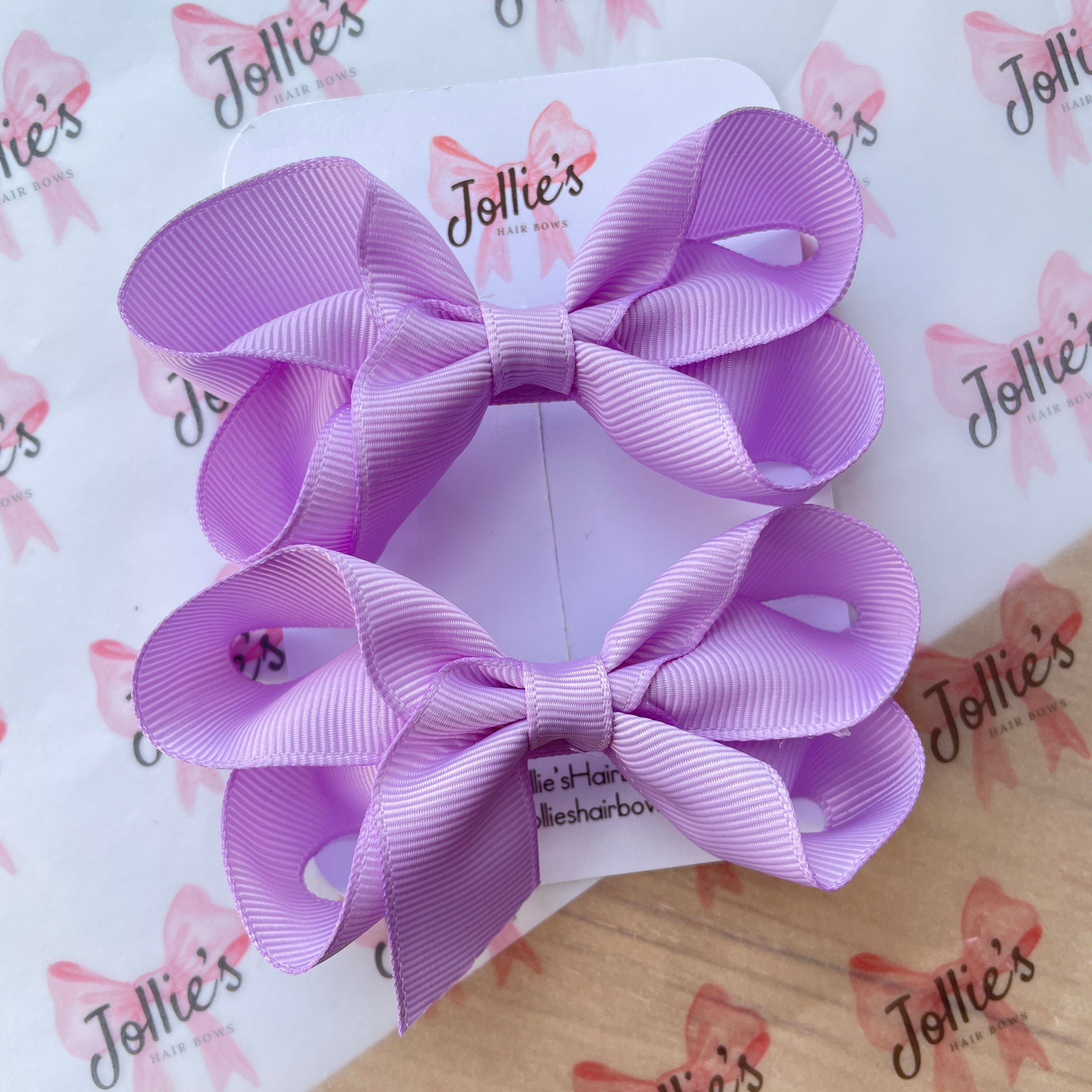 3" Light Orchid Twisted Hair Bow Pair – Grosgrain Ribbon Clips for Girls