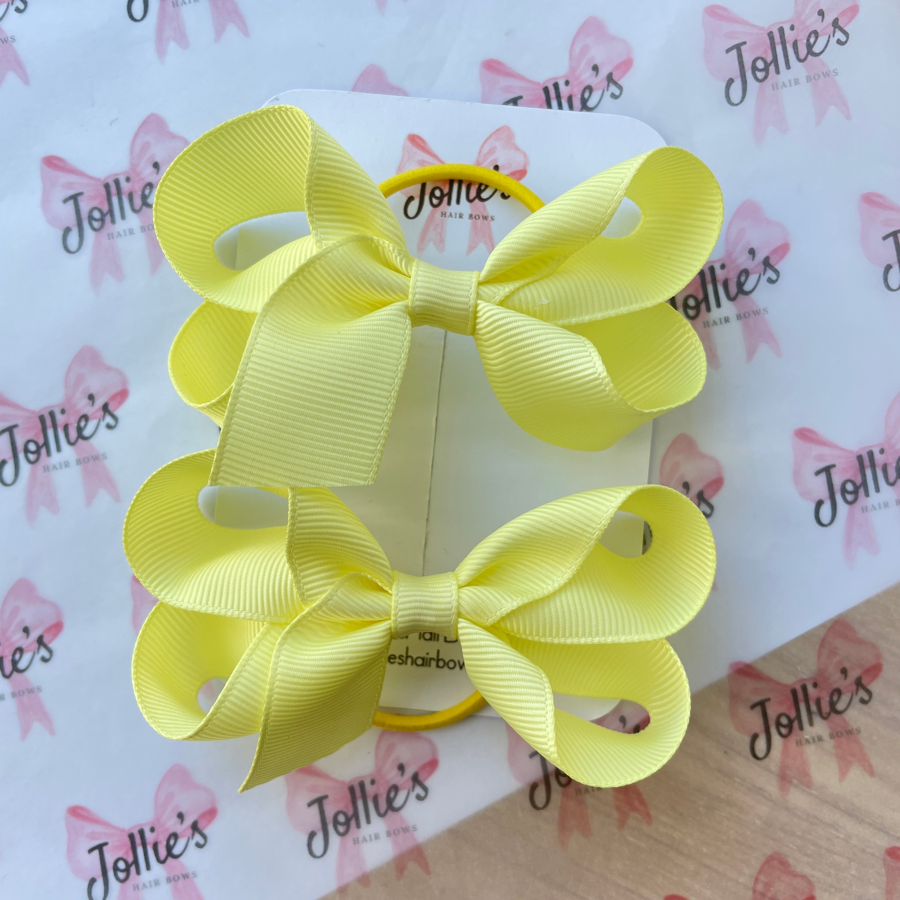 3" Baby Maize Twisted Hair Bow Pair – Grosgrain Ribbon with Thin Elastic for Girls