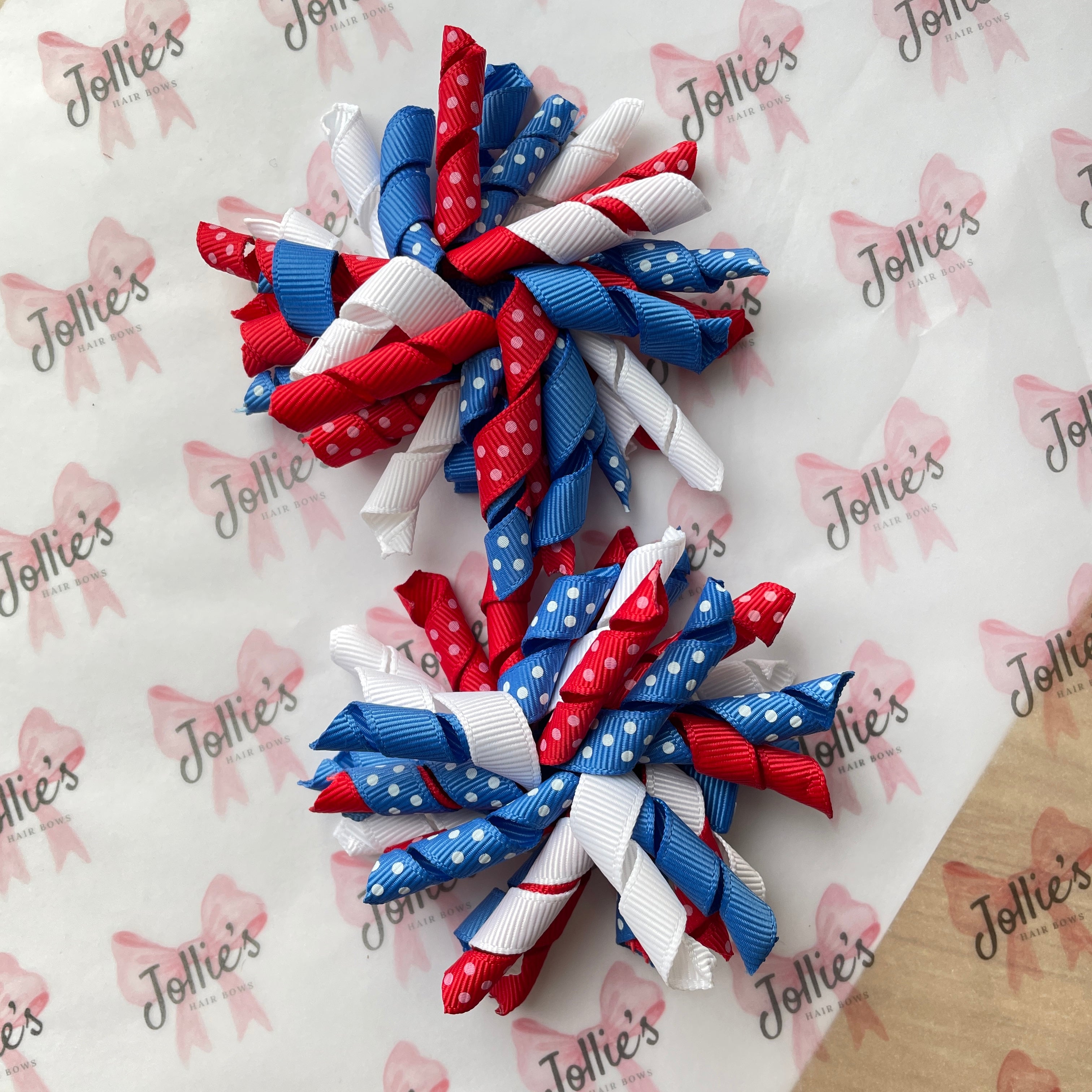 3.5inch Corker Bows Set with Clip - Royal Blue Dot