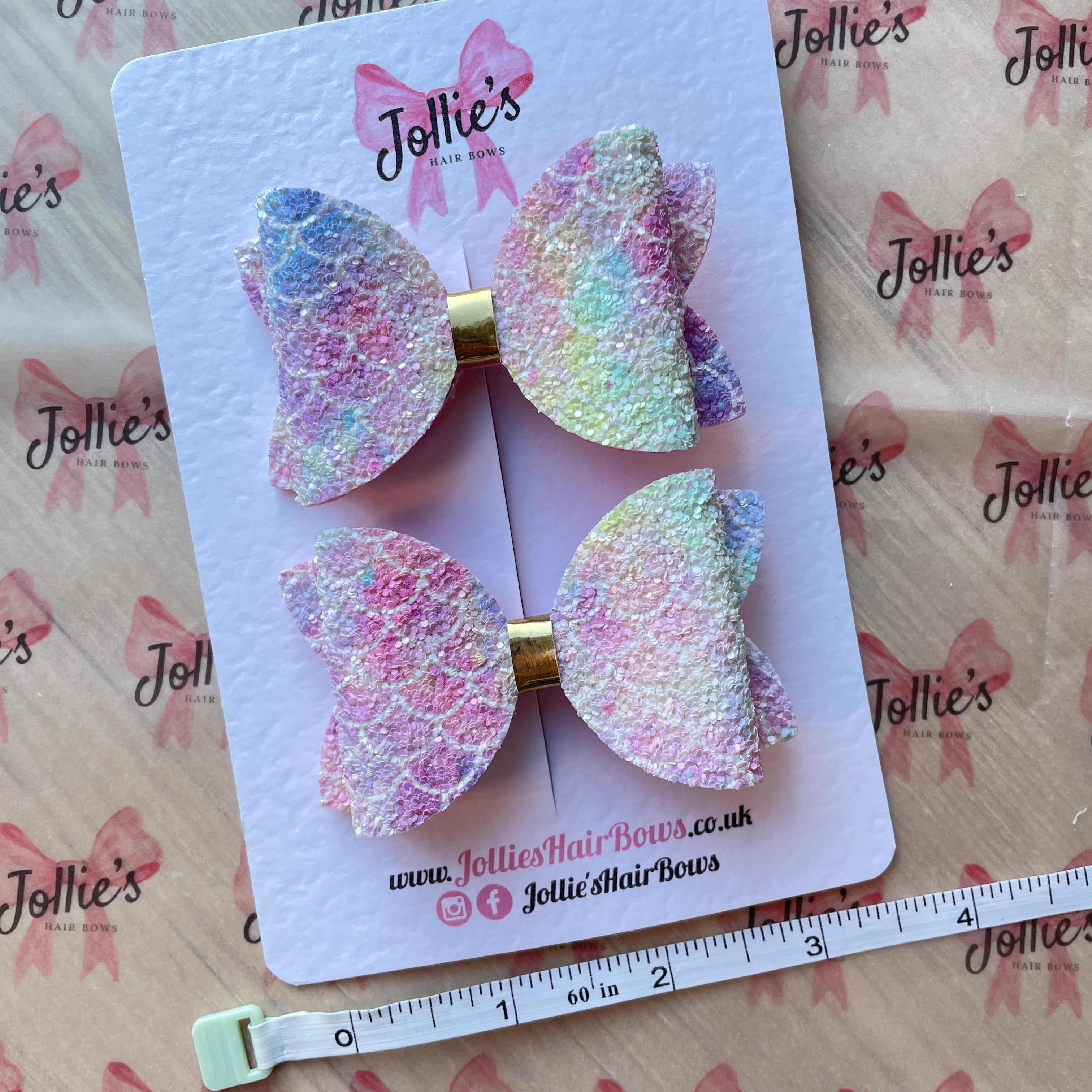 3" Mermaid Chunky Glitter Hair Bows Set