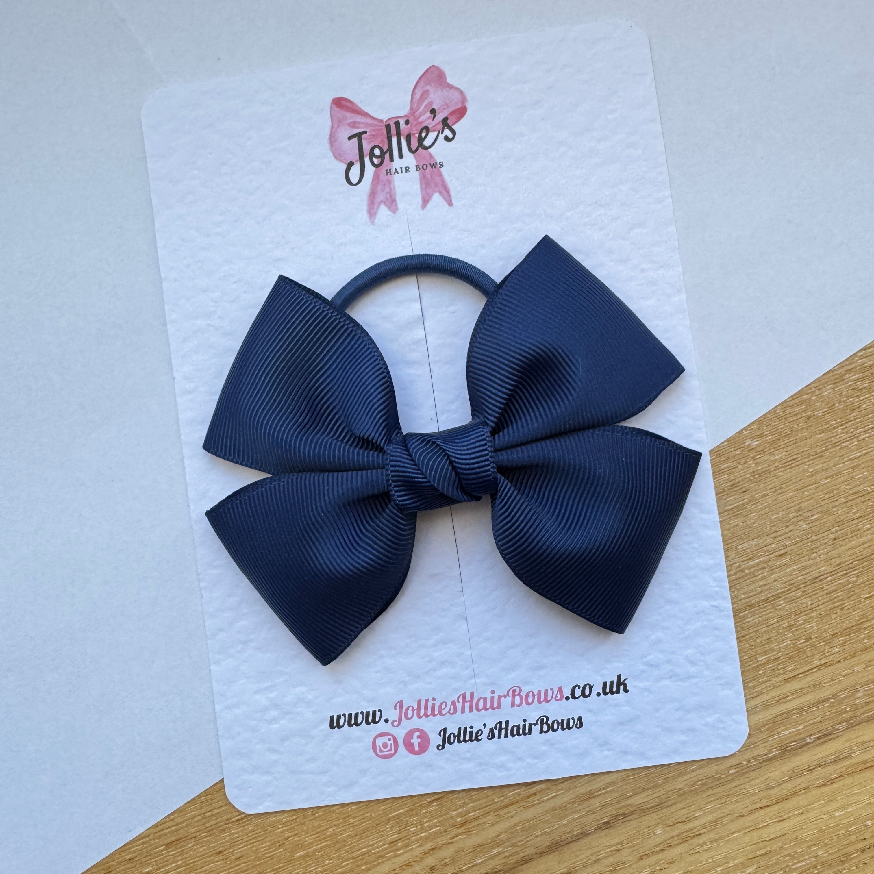 4" Navy Classic Hair Bow – Grosgrain Ribbon on Elastic Bobble
