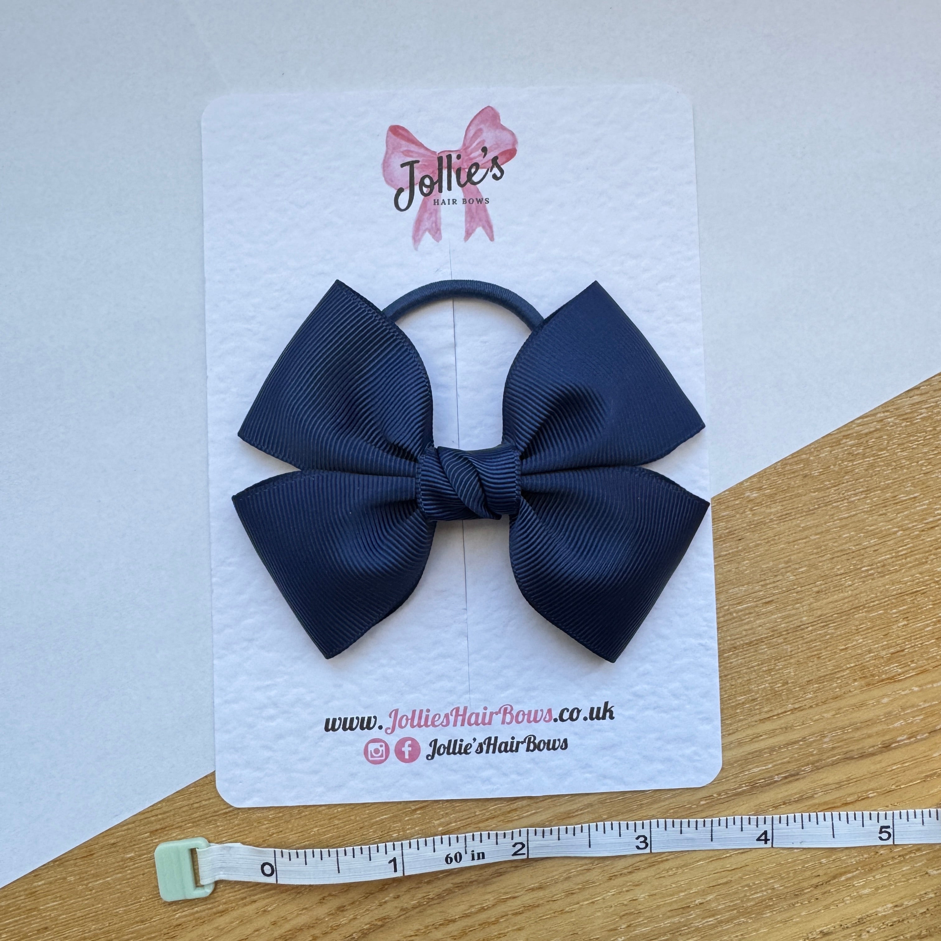 4" Navy Classic Hair Bow – Grosgrain Ribbon on Elastic Bobble