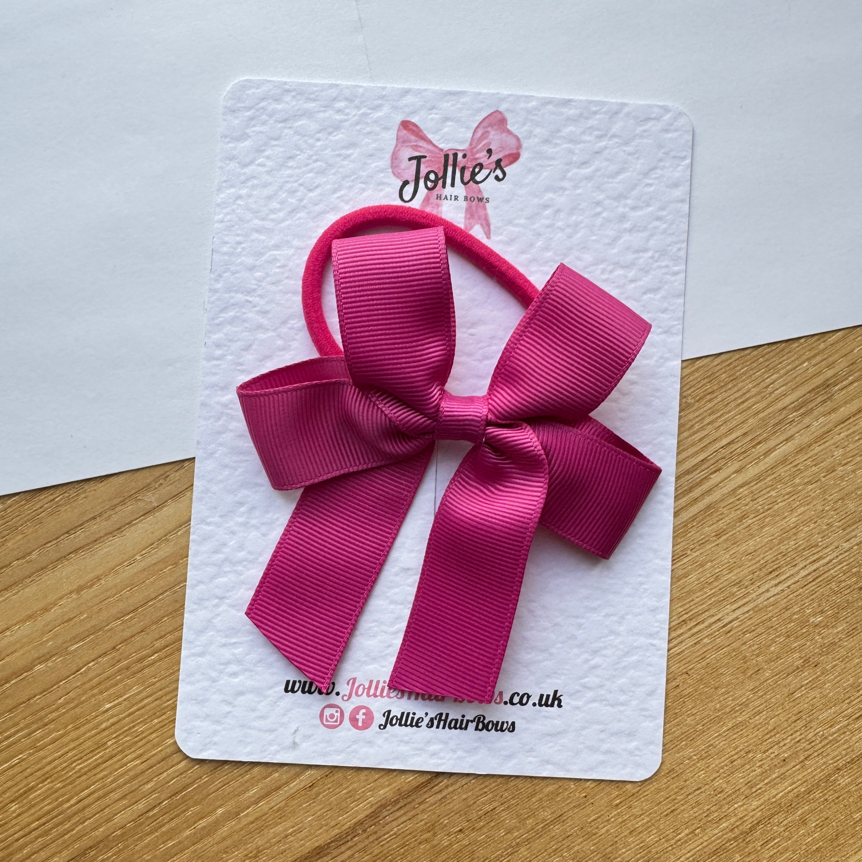 3.5" Garden Rose Long Tail Hair Bow – Grosgrain Ribbon on Thick Bobble