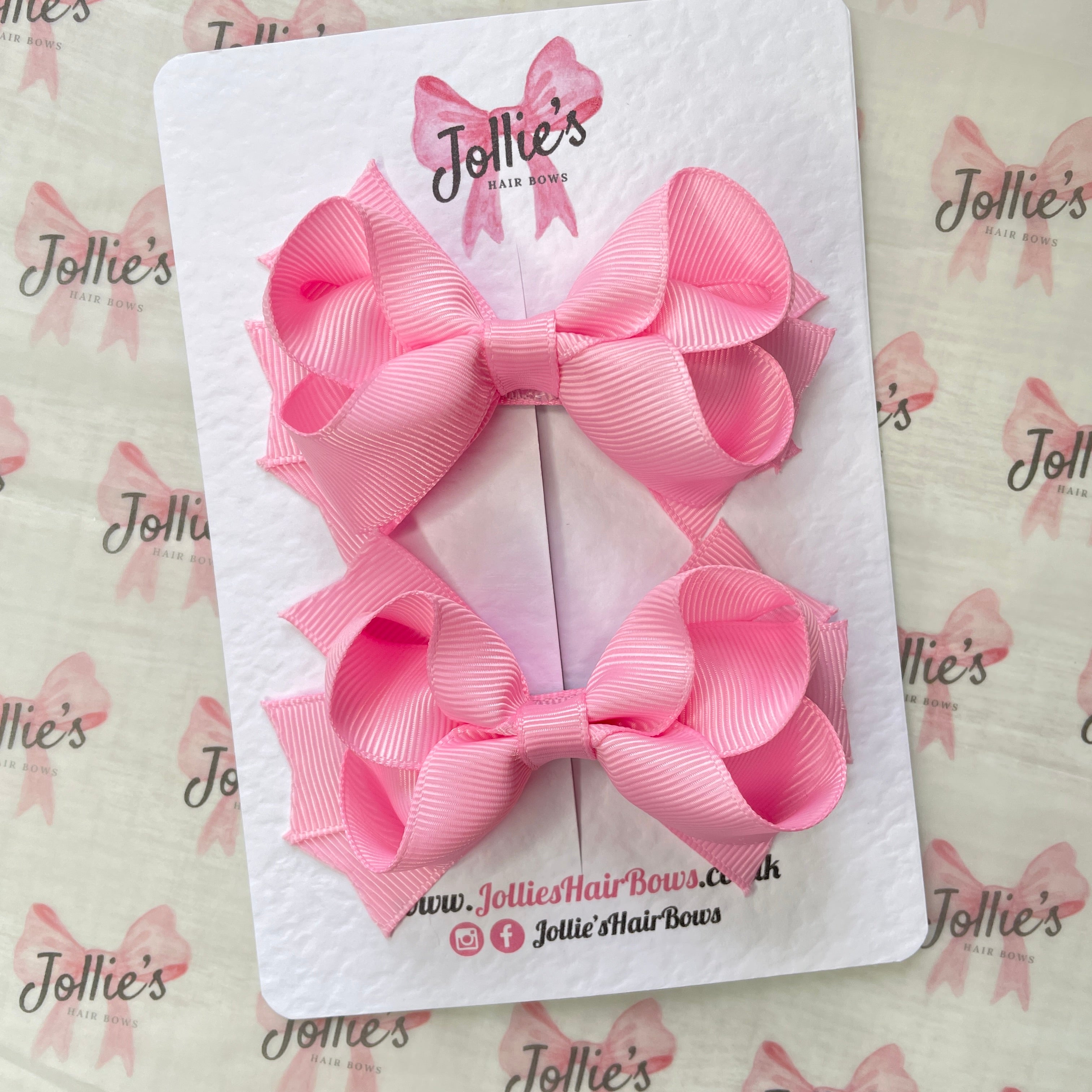 3" Two Layer Hair Bow with Clip (Pair) – Rose Pink | Girls’ Hair Accessories