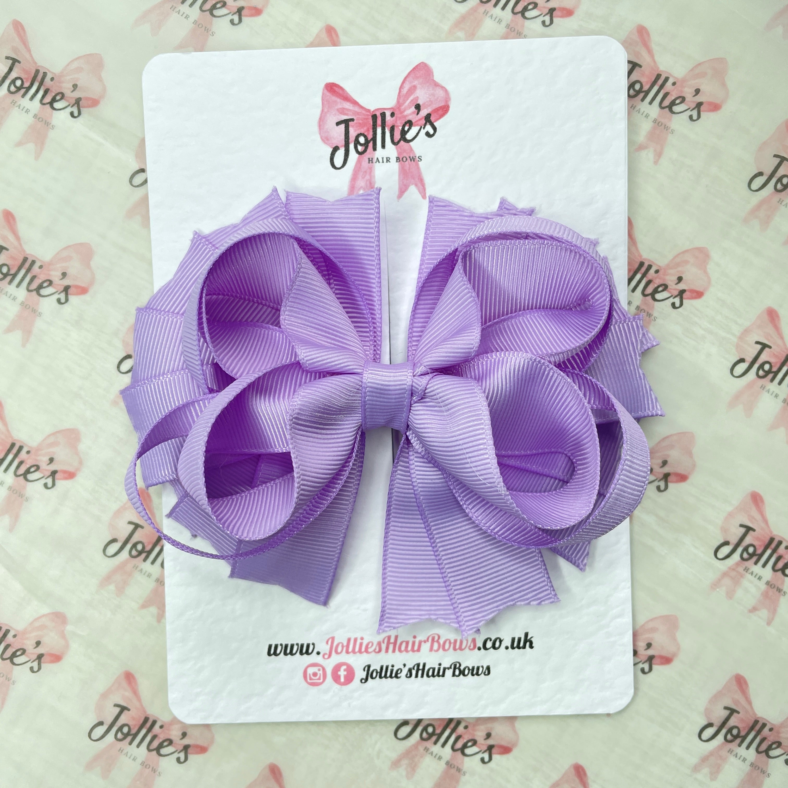 4.5" Light Orchid Layered Ring Hair Bow – Grosgrain Ribbon Clip for Everyday Wear