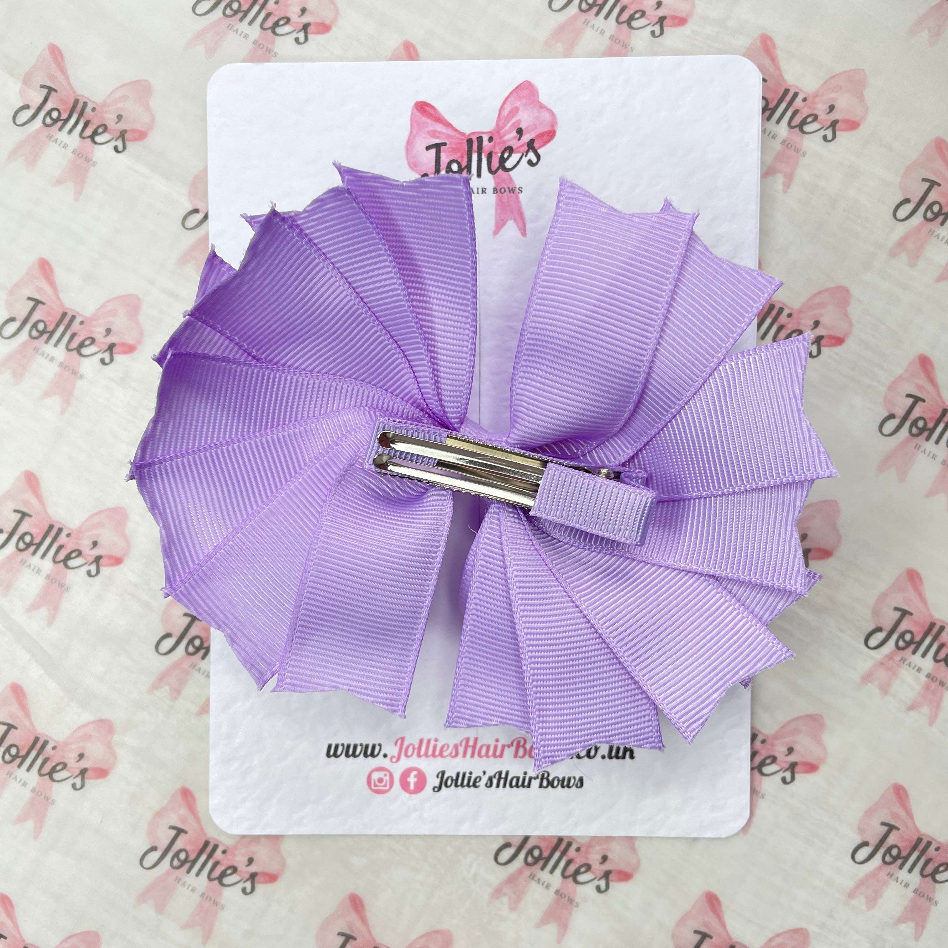 4.5" Light Orchid Layered Ring Hair Bow – Grosgrain Ribbon Clip for Everyday Wear