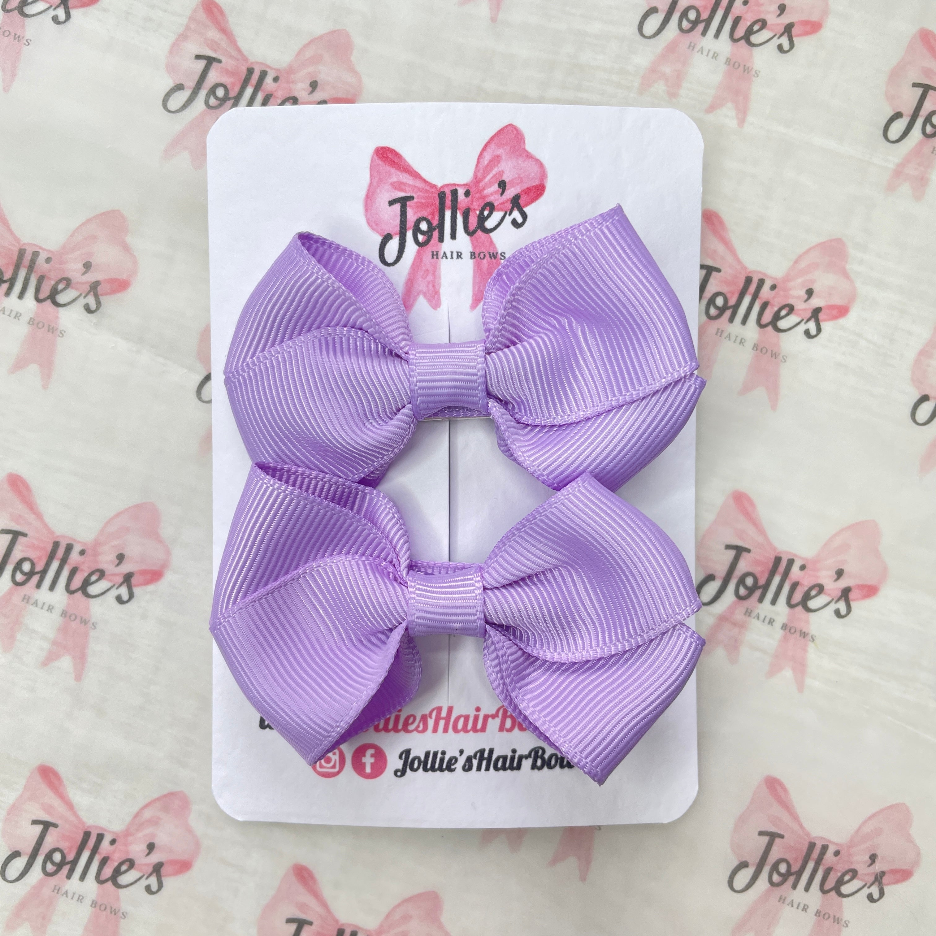 2.5" Light Orchid Classy Hair Bows (Pair) – Grosgrain Ribbon with Double Prong Alligator Clips