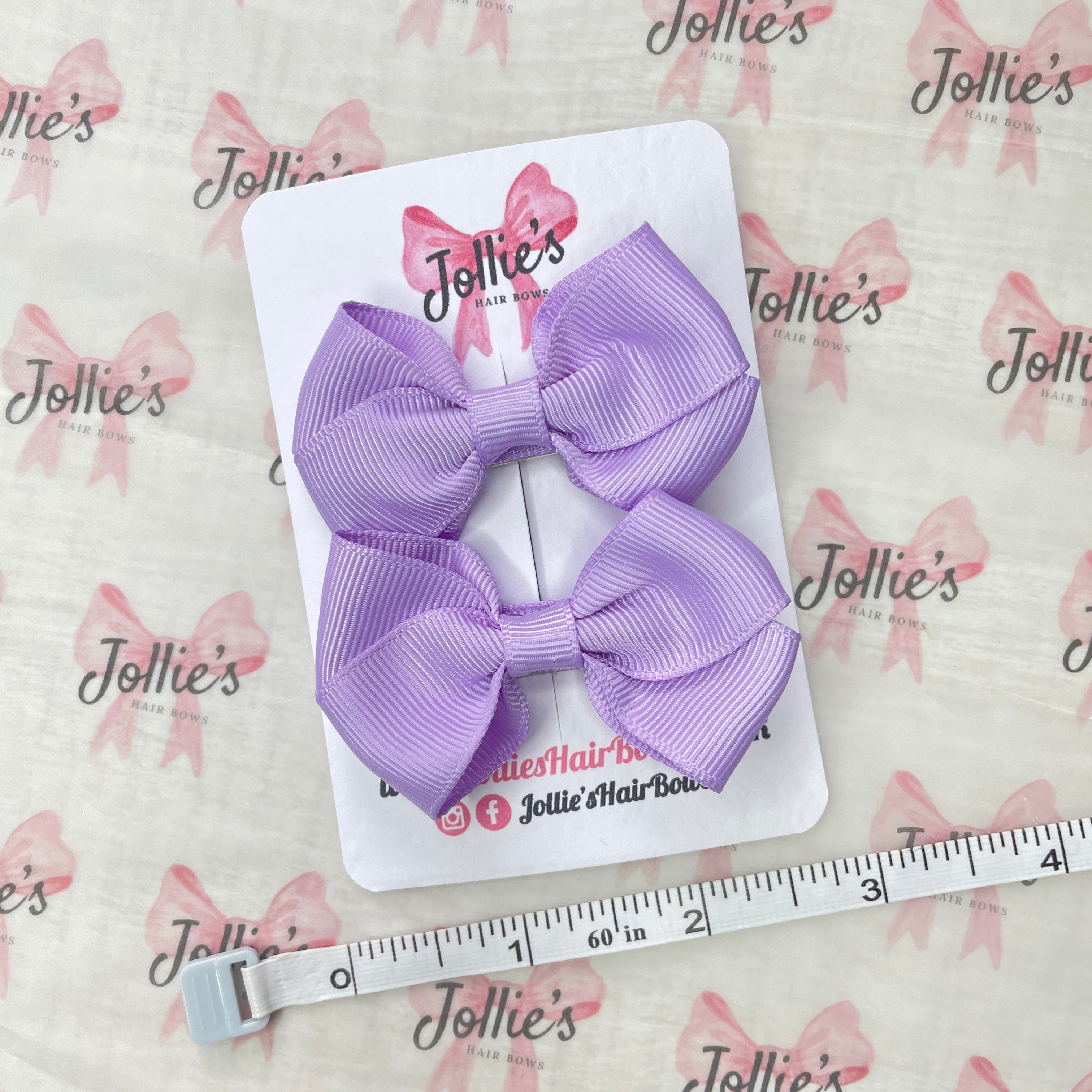 2.5" Light Orchid Classy Hair Bows (Pair) – Grosgrain Ribbon with Double Prong Alligator Clips