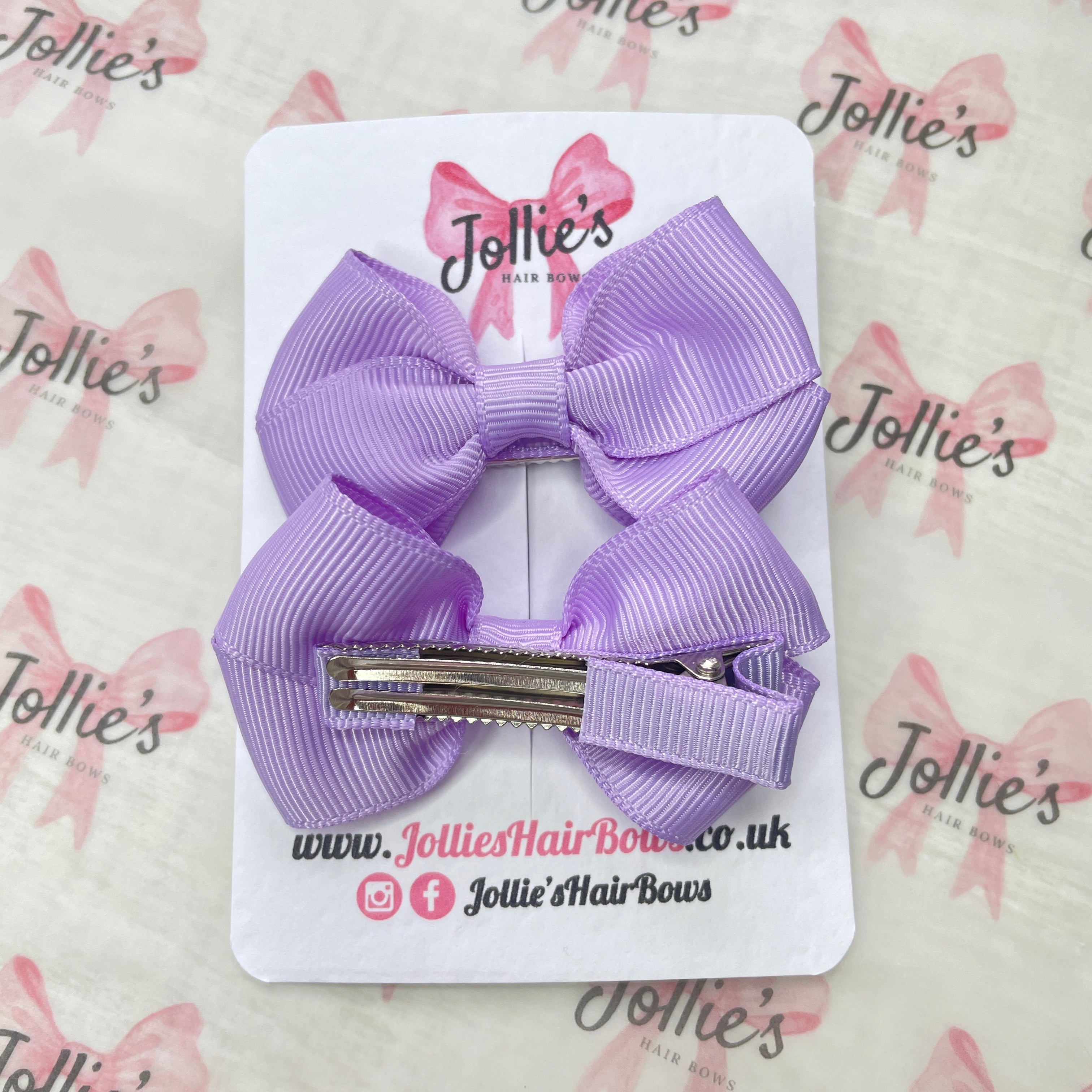 2.5" Light Orchid Classy Hair Bows (Pair) – Grosgrain Ribbon with Double Prong Alligator Clips