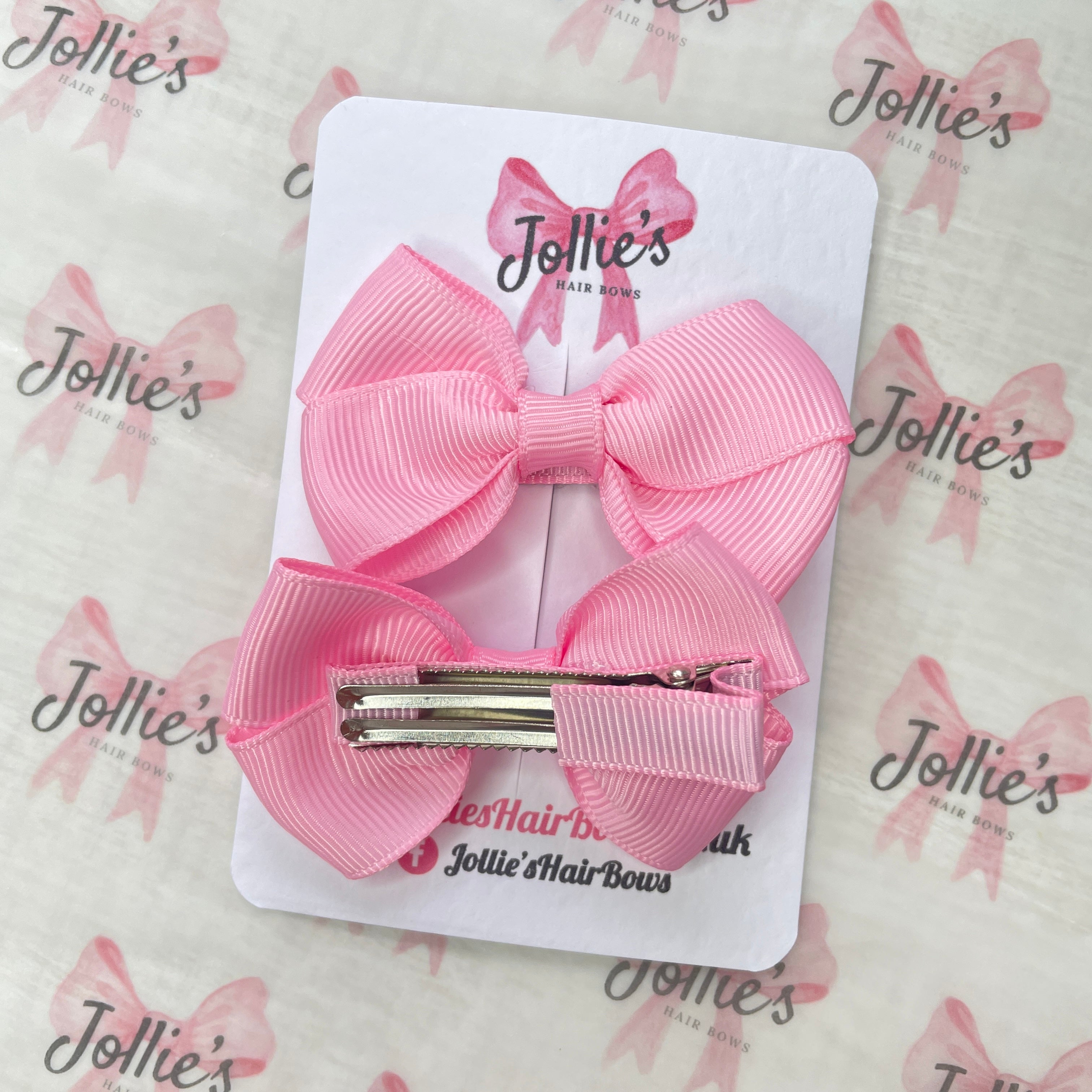 2.5" Rose Pink Classy Hair Bows (Pair) – Grosgrain Ribbon with Double Prong Alligator Clips