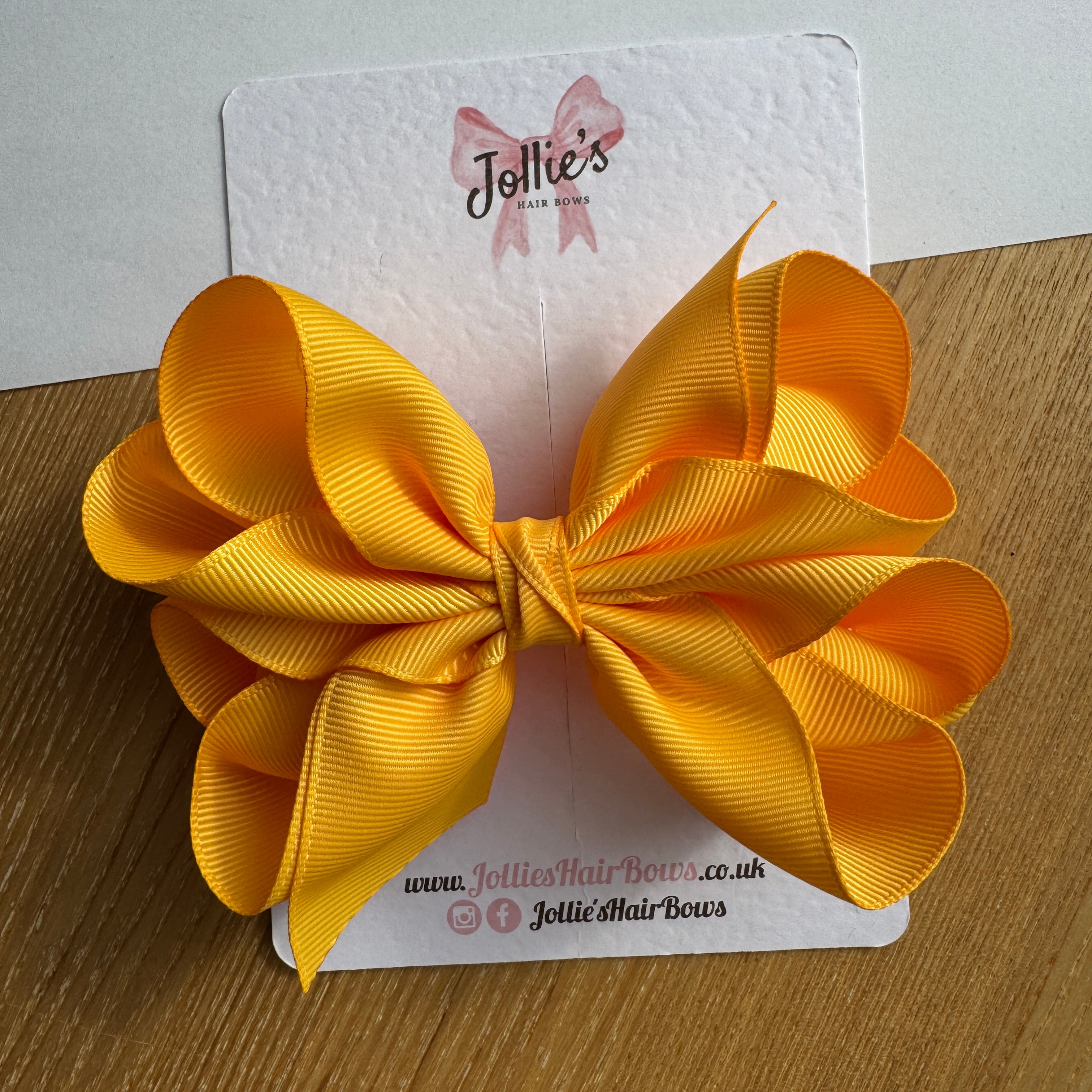 4.5" Yellow Gold Octopus Hair Bow – Grosgrain Ribbon Clip for School & Everyday Wear
