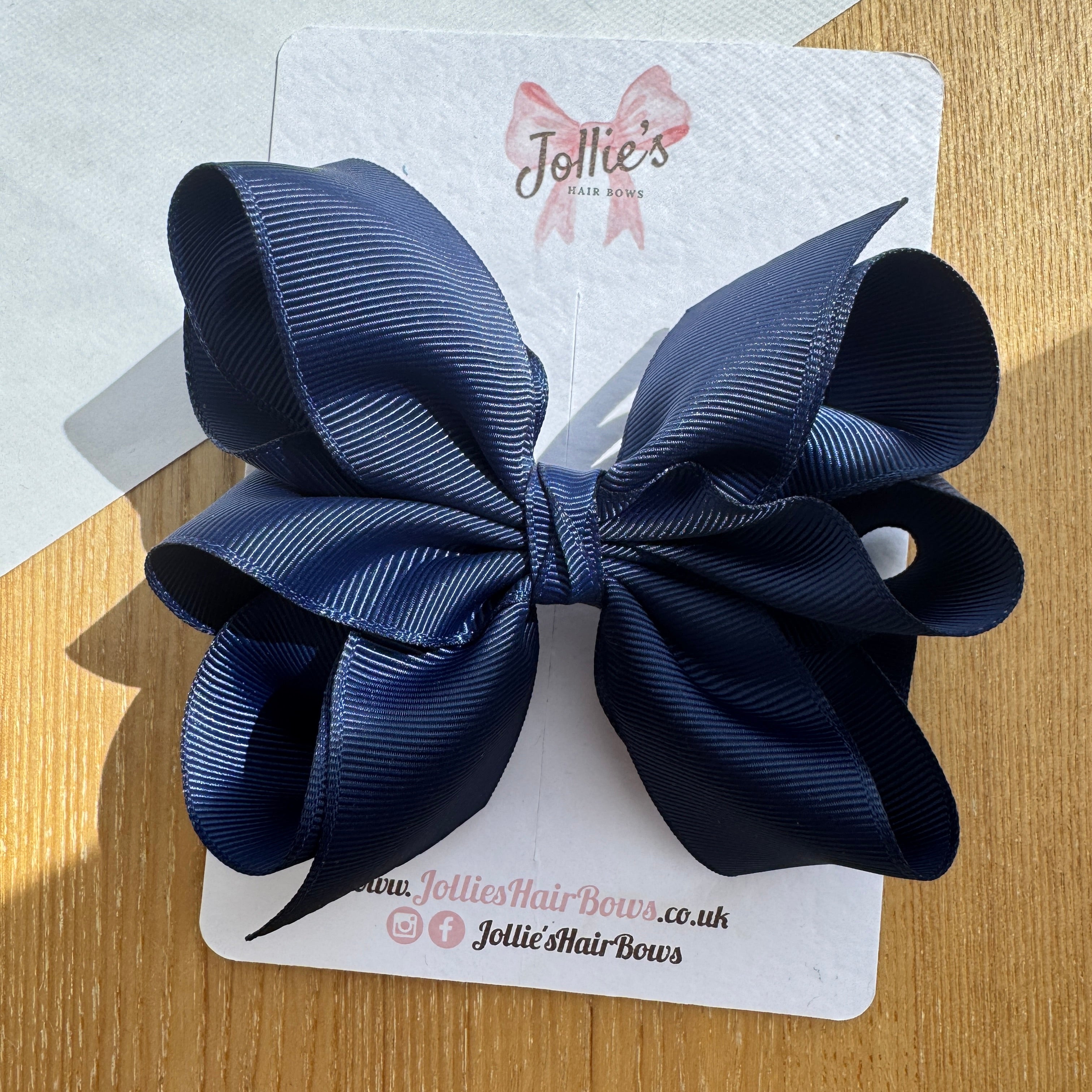 4.5" Navy Octopus Hair Bow – Grosgrain Ribbon Clip for School & Everyday Wear