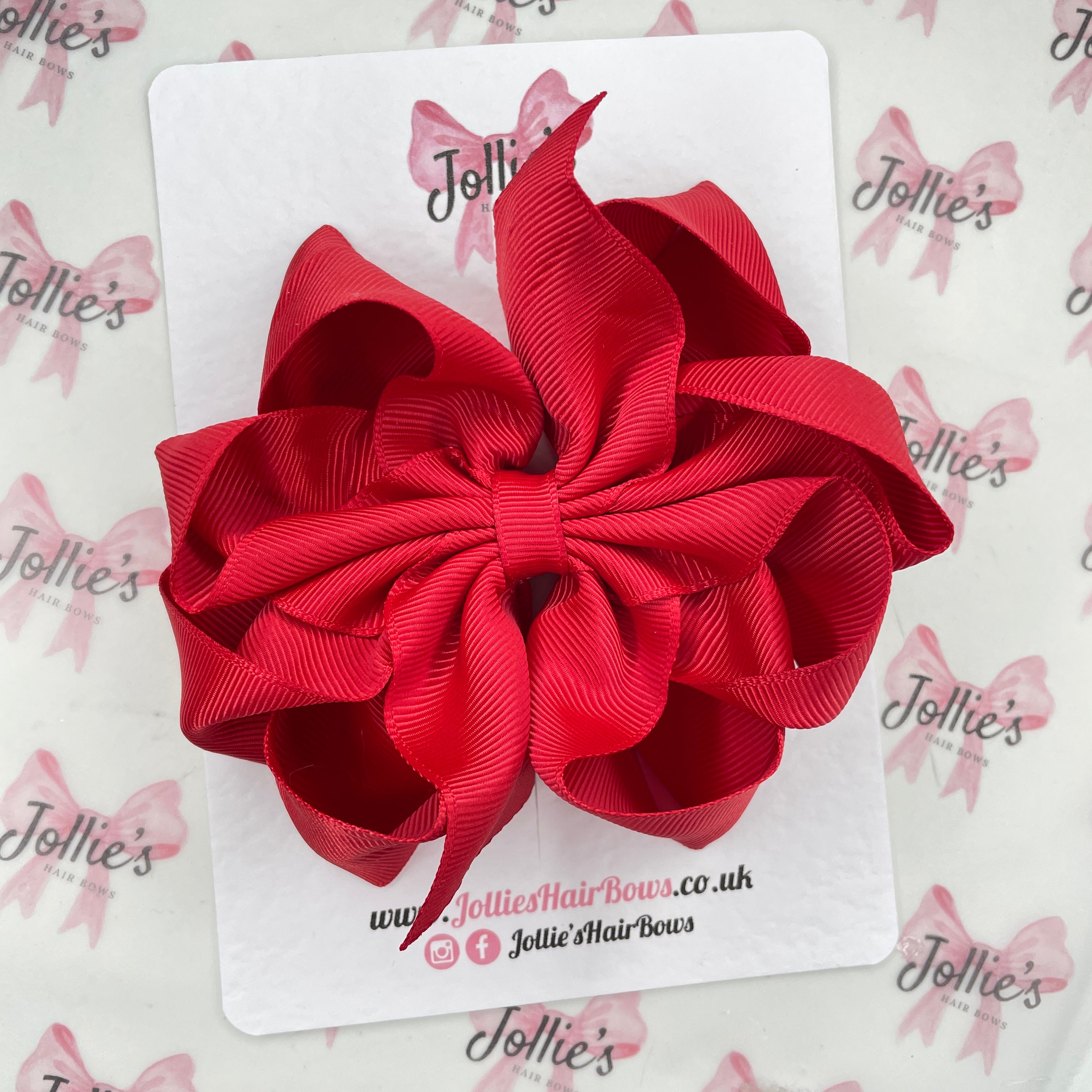 4.5" Red Octopus Hair Bow – Grosgrain Ribbon Clip for School & Everyday Wear
