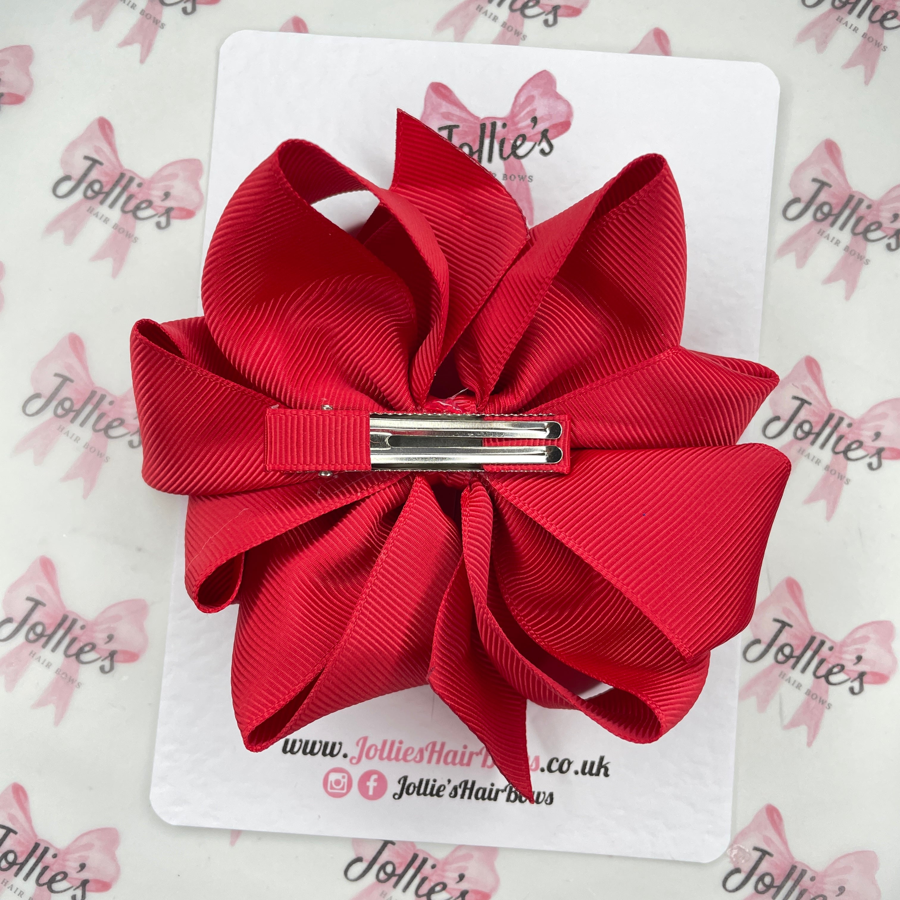 4.5" Red Octopus Hair Bow – Grosgrain Ribbon Clip for School & Everyday Wear