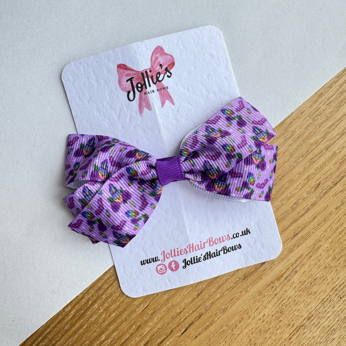 3.5" Purple Little Skeleton Halloween Hair Bow with Clip (Single) β Grosgrain Ribbon