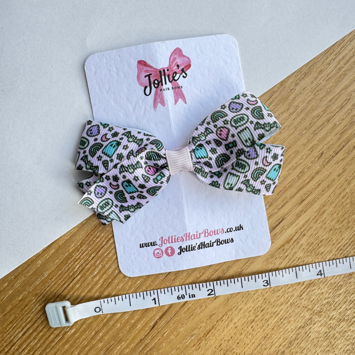 3.5" Pink Spooky Halloween Hair Bow with Clip (Single) β Grosgrain Ribbon