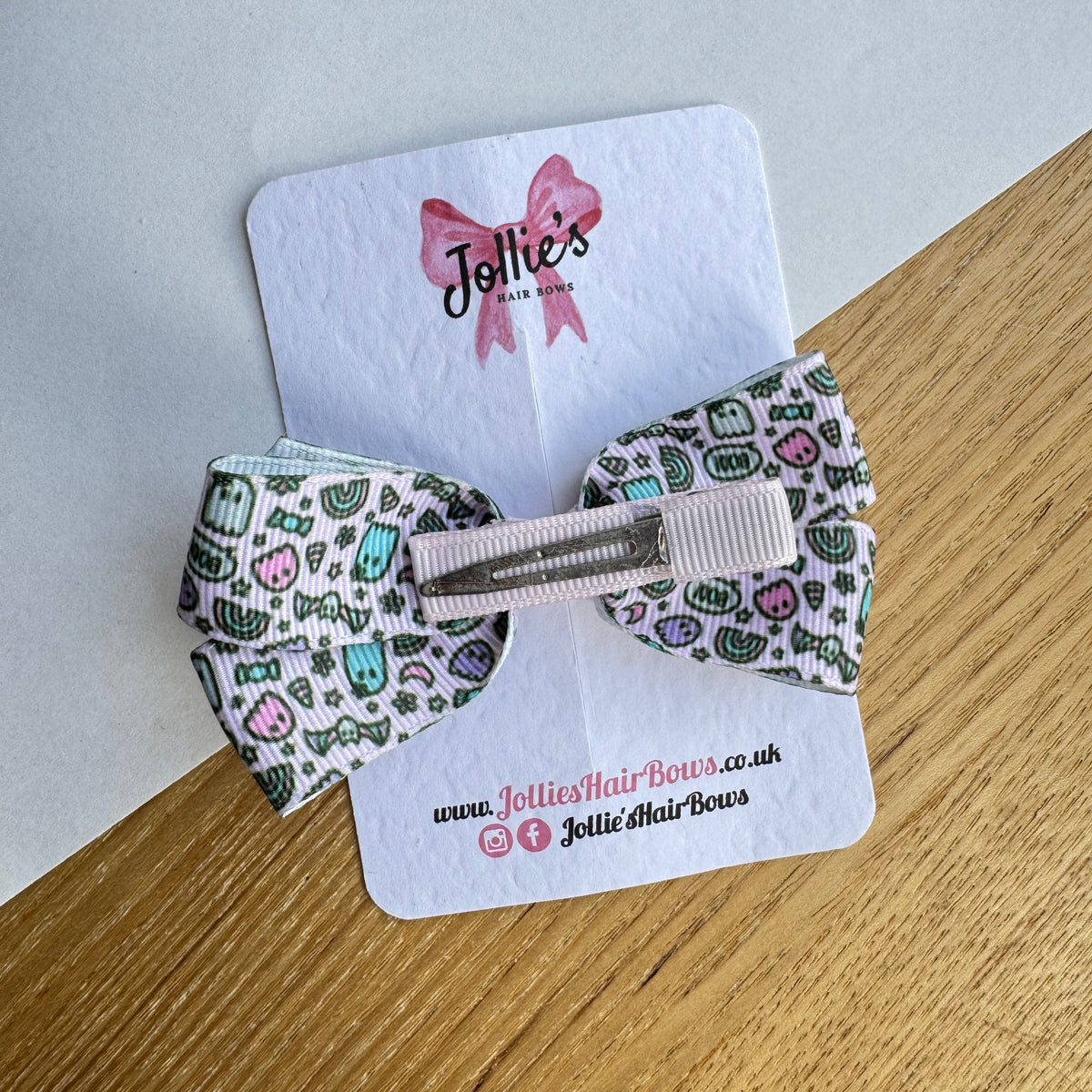 3.5" Pink Spooky Halloween Hair Bow with Clip (Single) β Grosgrain Ribbon