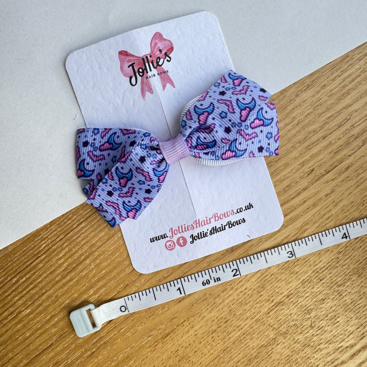3.5" Lilac Bat and Moon Halloween Hair Bow with Clip (Single) β Grosgrain Ribbon