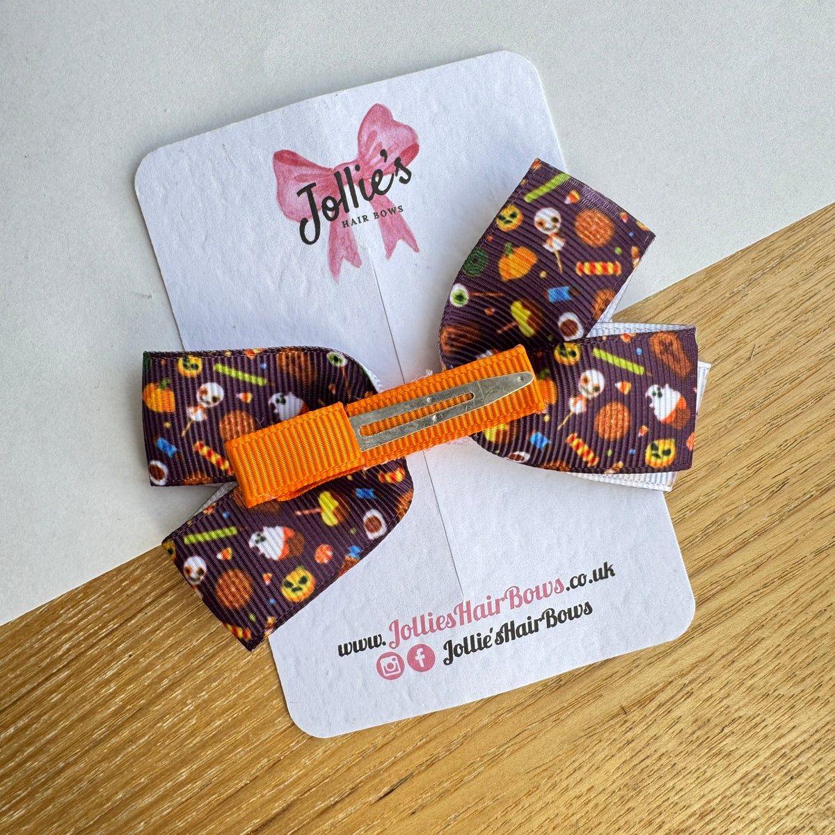 3.5" Brown Spooky Halloween Hair Bow with Clip (Single) β Grosgrain Ribbon