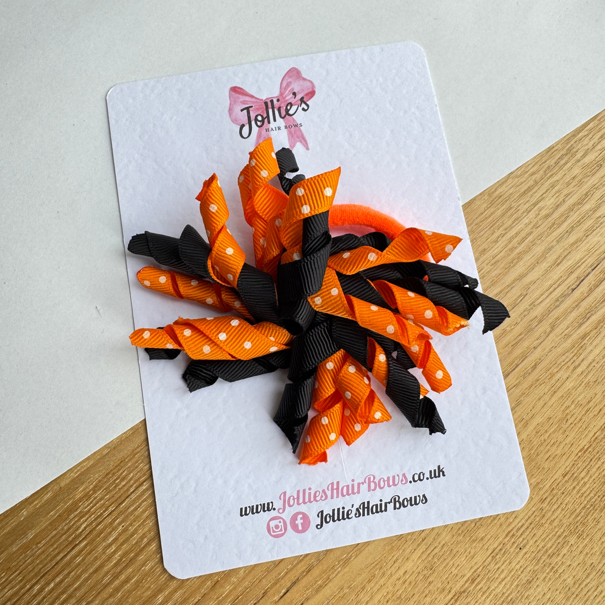 4" Orange & Black Halloween Corker Hair Bobble β Grosgrain Ribbon