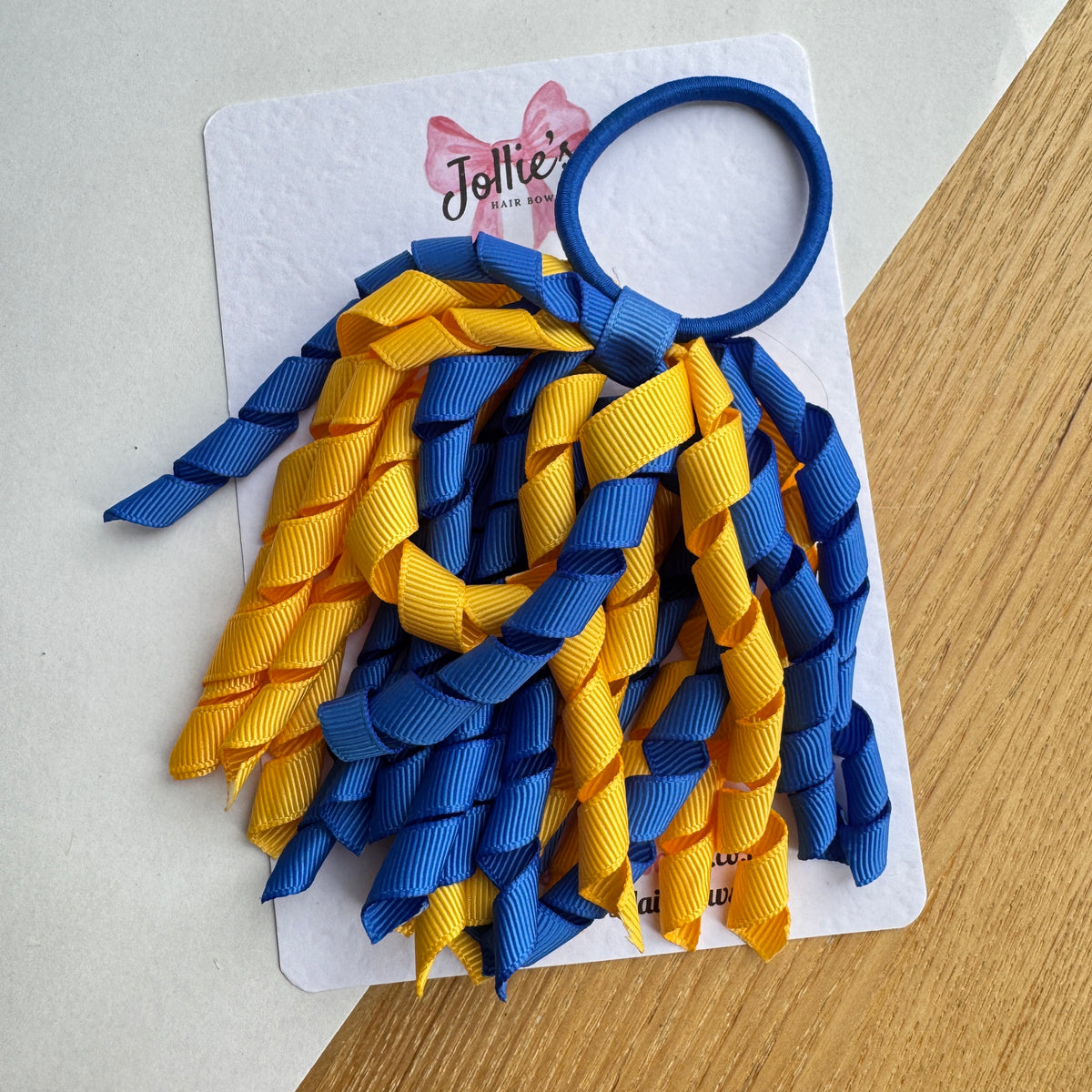 Corker Hair Bobble – Royal Blue & Yellow Gold | Two Tone School Hair Accessory for Girls, Grosgrain Ribbon, Thick Elastic Bobble
