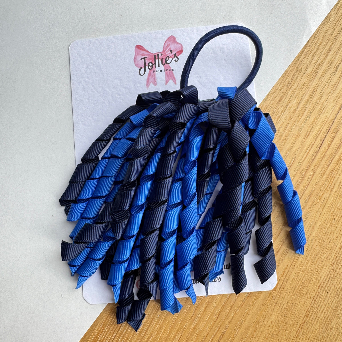 Corker Hair Bobble – Royal Blue & Navy | Two Tone School Hair Accessory for Girls, Grosgrain Ribbon, Thick Elastic Bobble