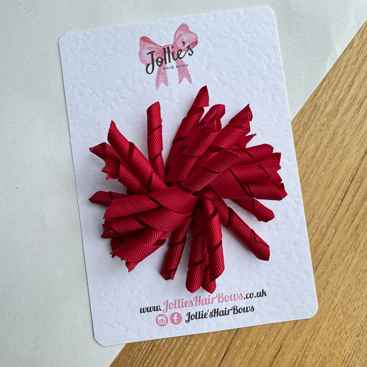 3.5" Scarlet Red Corker Hair Bow with Lined Alligator Clip β Grosgrain Ribbon