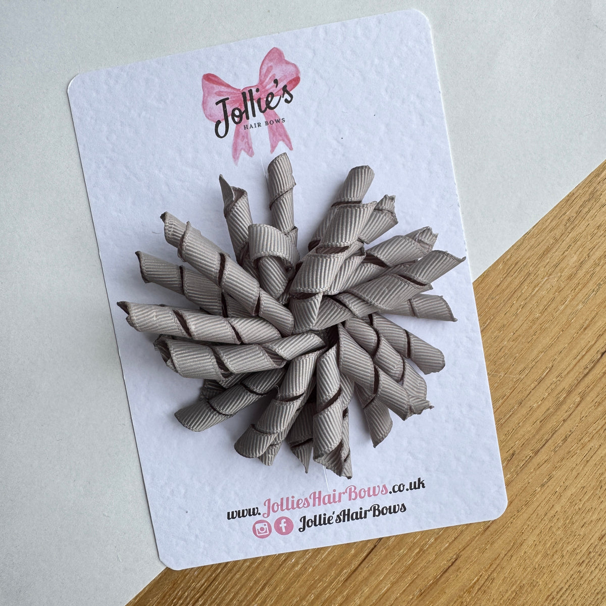 3.5" Silver Corker Hair Bow with Lined Alligator Clip β Grosgrain Ribbon