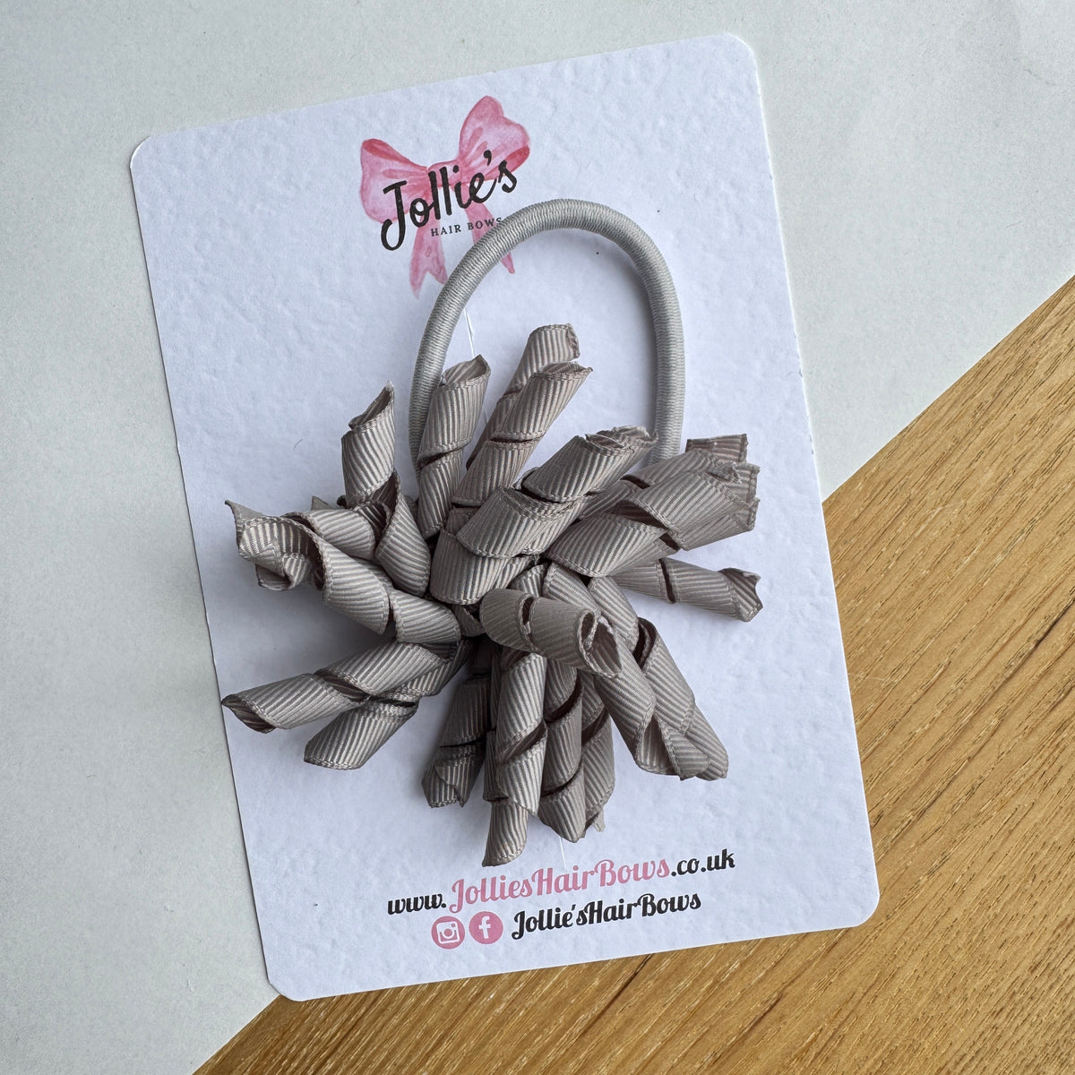 3.5" Silver Corker Hair Bow with Thick Elastic Bobble (Single) β Grosgrain Ribbon